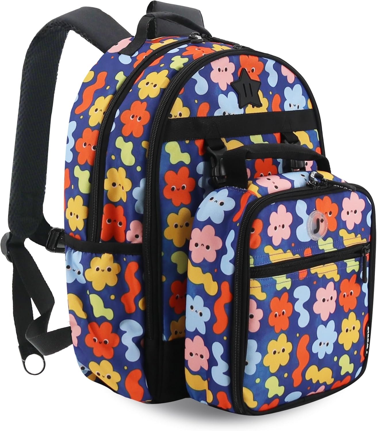 J World Duet Kids Backpack & Lunch Box Set For Boys & Girls Pre-K to Elementary School, Baby Cloud