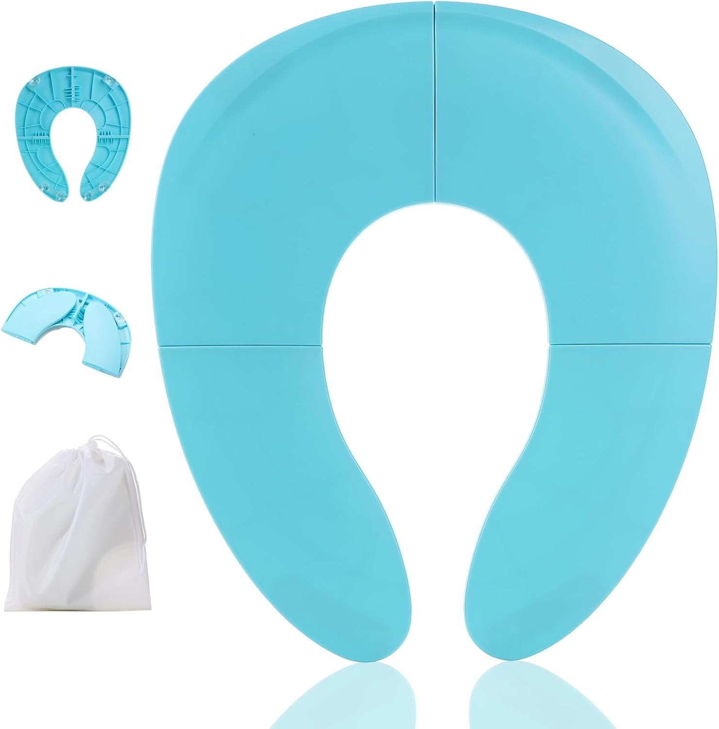 Funbliss Foldable Travel Potty Seat for Toddlers – Portable Folding Toilet Training Seat for Toddlers with Safety Suction Cups, Includes Storage Bag – Essential for On-the-Go Potty Training,Blue