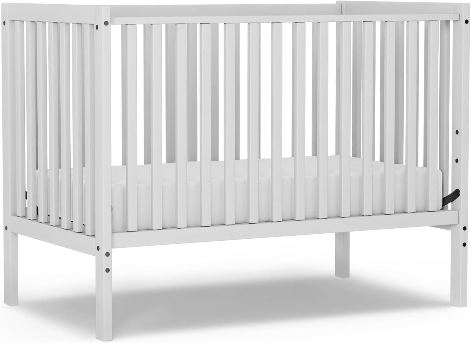 Baby Crib 5-in-1 Convertible, Wood Full Size Toddler Bed for Small Baby, Made of Sustainable Natural Pinewood Cribs, Non-Toxic Finish, Simplistic Nursery Furniture (White)