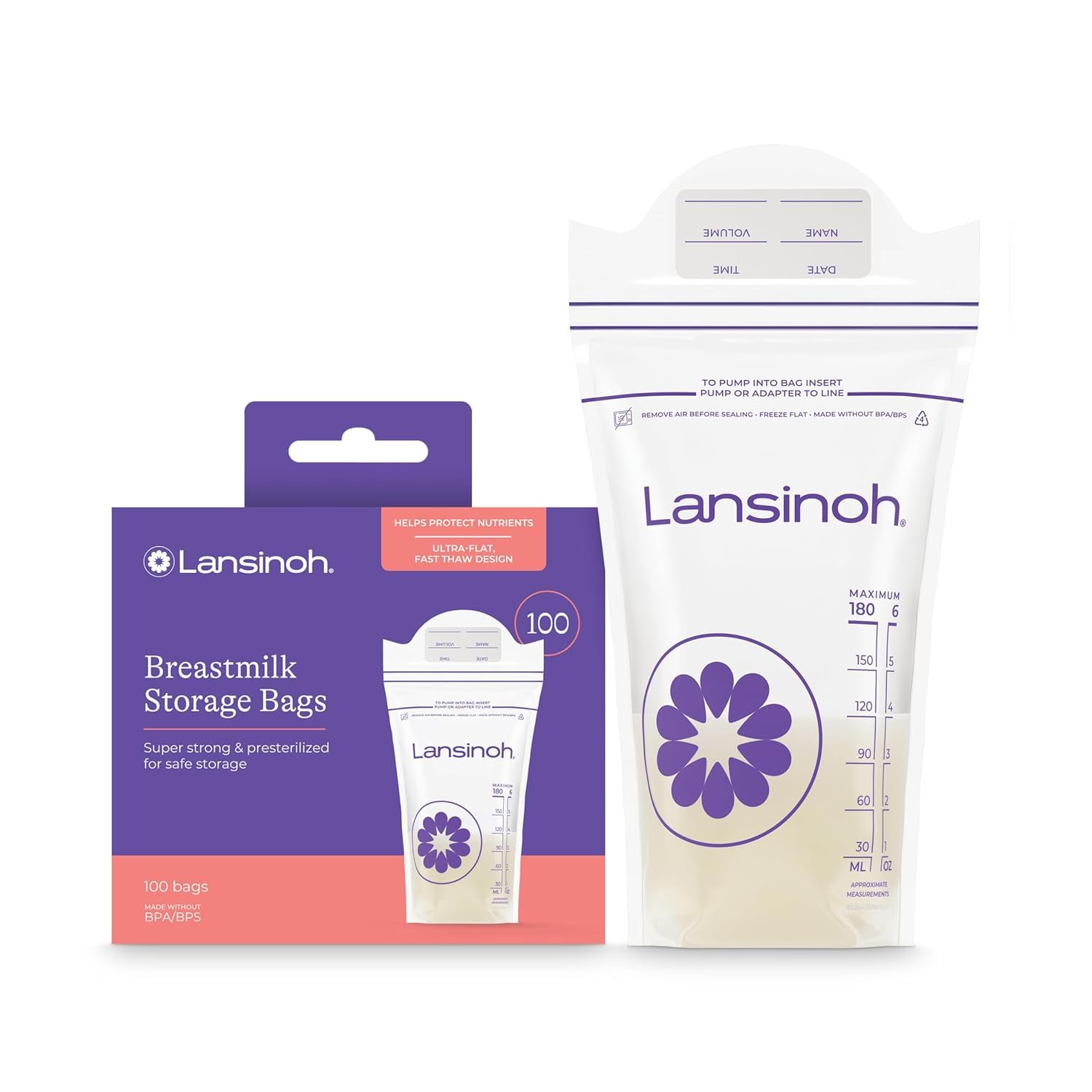 Lansinoh Breastmilk Storage Bags, 100 count