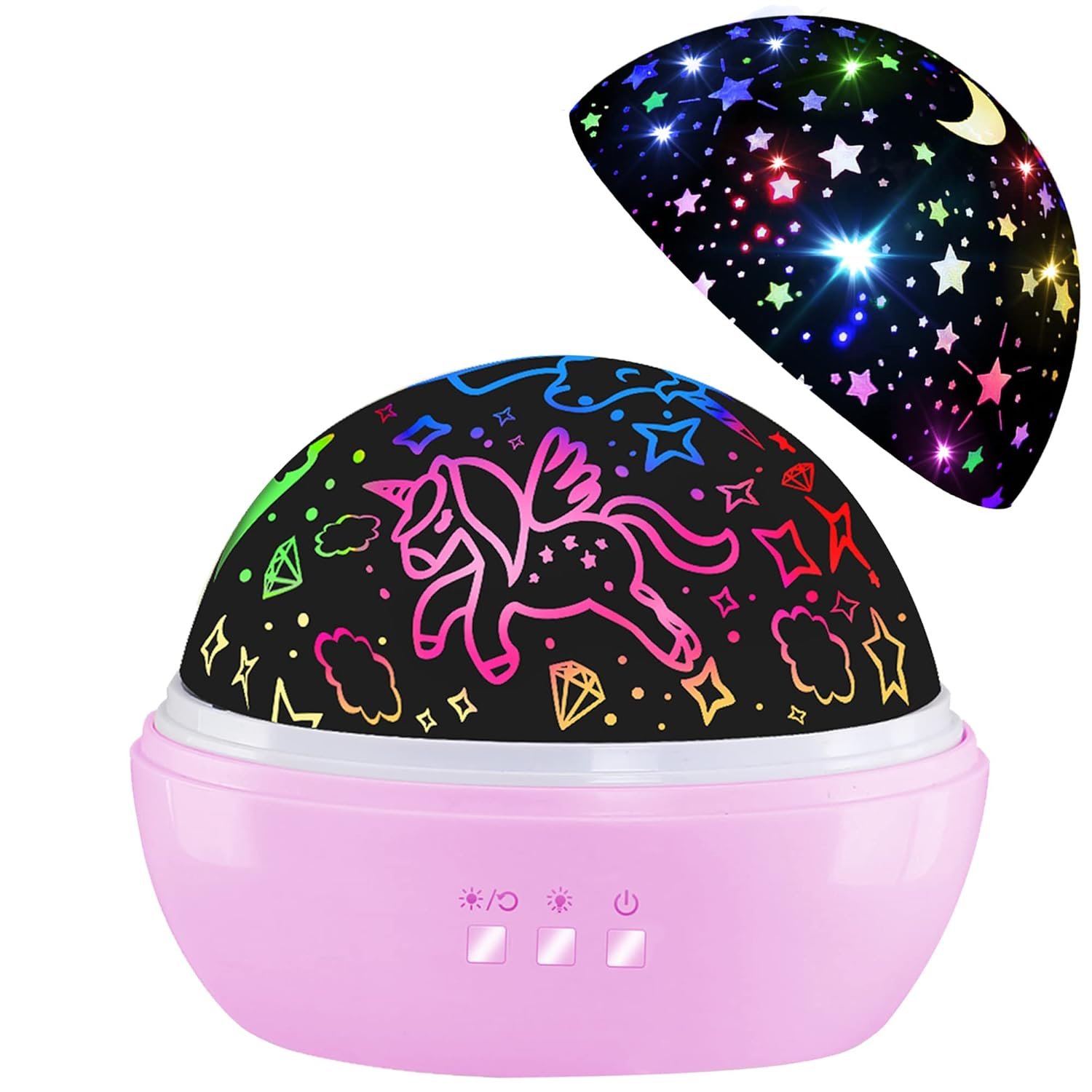 Night Light for Kids,Unicorn Night Lights for Girls,Star Projector 360 Degree Rotation – 4 LED Bulbs 16 Light Color Changing with USB Cable,Lamp Ceiling Lights for Kids Bedroom