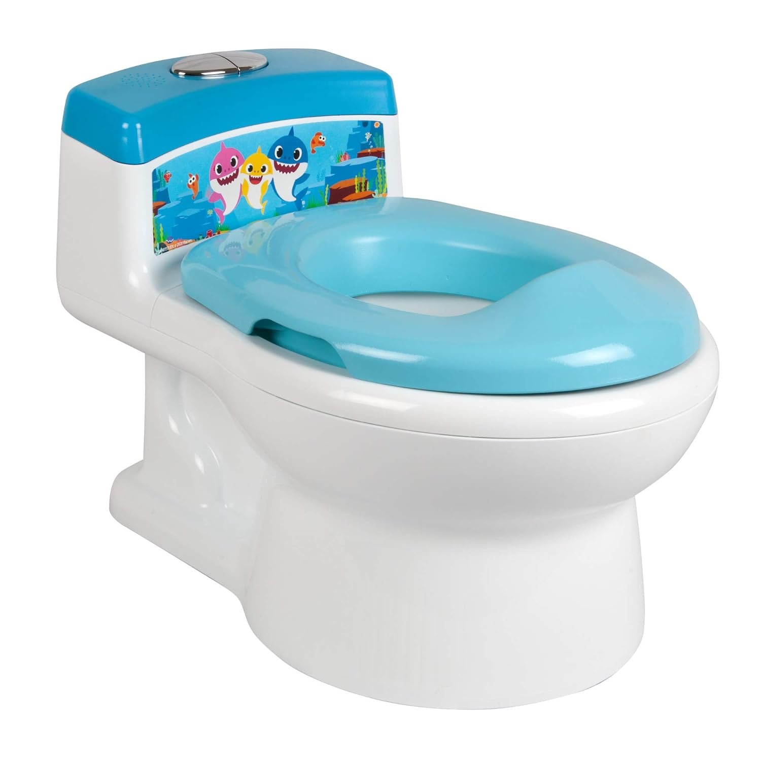 The First Years Pinkfong Baby Shark Potty Training Toilet and Toddler Toilet Seat – Potty Training Toilet Seat with Fun Flushing and Cheering Sounds