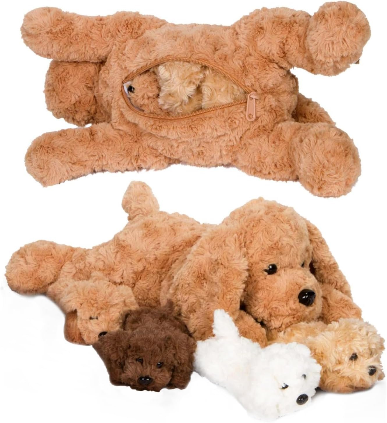 PixieCrush Adopt Me Dog Stuffed Animals for Girls Ages 3 and Up – Plush Labradoodle Dog Pillow with 4 Surprise Puppies Inside – Soft Puppy Toys for Kids – Cute Dogs Plush Set for Imaginative Play