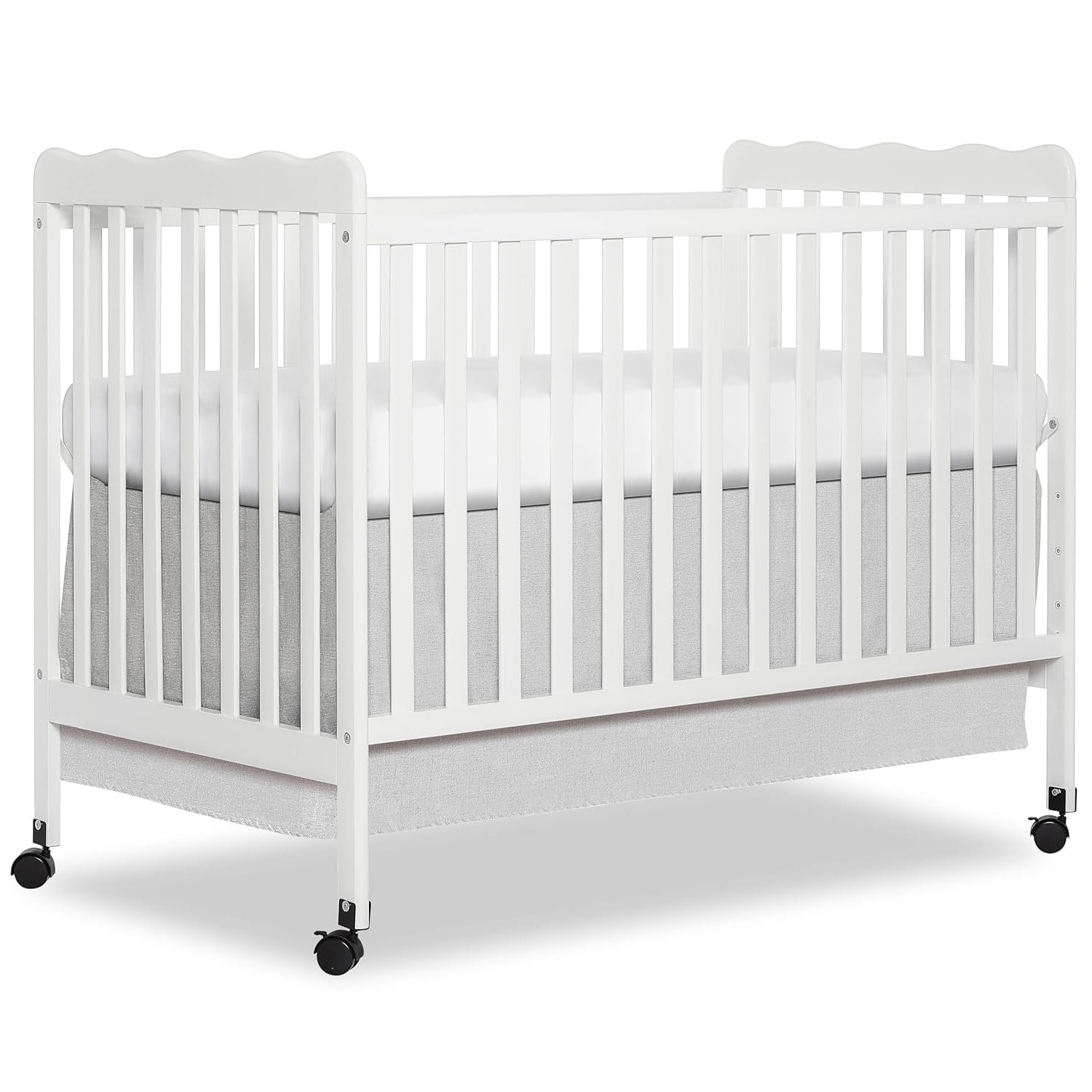 Dream On Me Carson Classic 3-in-1 Convertible Full-Size Baby Crib in White, GreenGuard Gold & JPMA, 4 Mattress Heights, Converts to Day & Toddler Bed, Locking Wheels, Classic Nursery Design