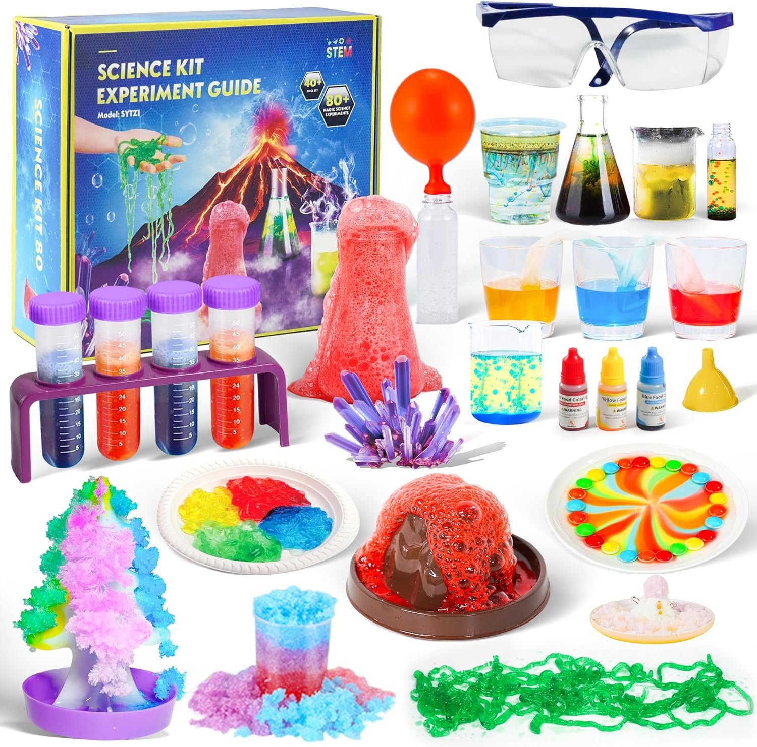 80+ Science Experiment Kit for Kids Ages 5-6-7-8, STEM Learning and Educational Toys, First Science Kit for Boys Girl Birthday Gifts