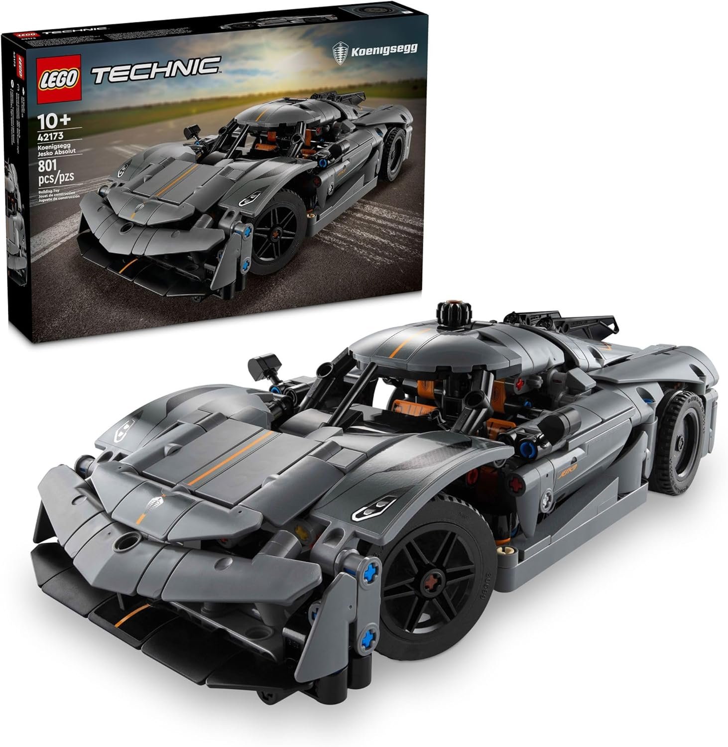 LEGO Technic Koenigsegg Jesko Absolut Grey Hypercar, Sports Car Building Set for Boys and Girls, Vehicle Racing for Kids, Buildable Model Kit, Sport Car Toy, Motor Enthusiasts’ Gift, 42173