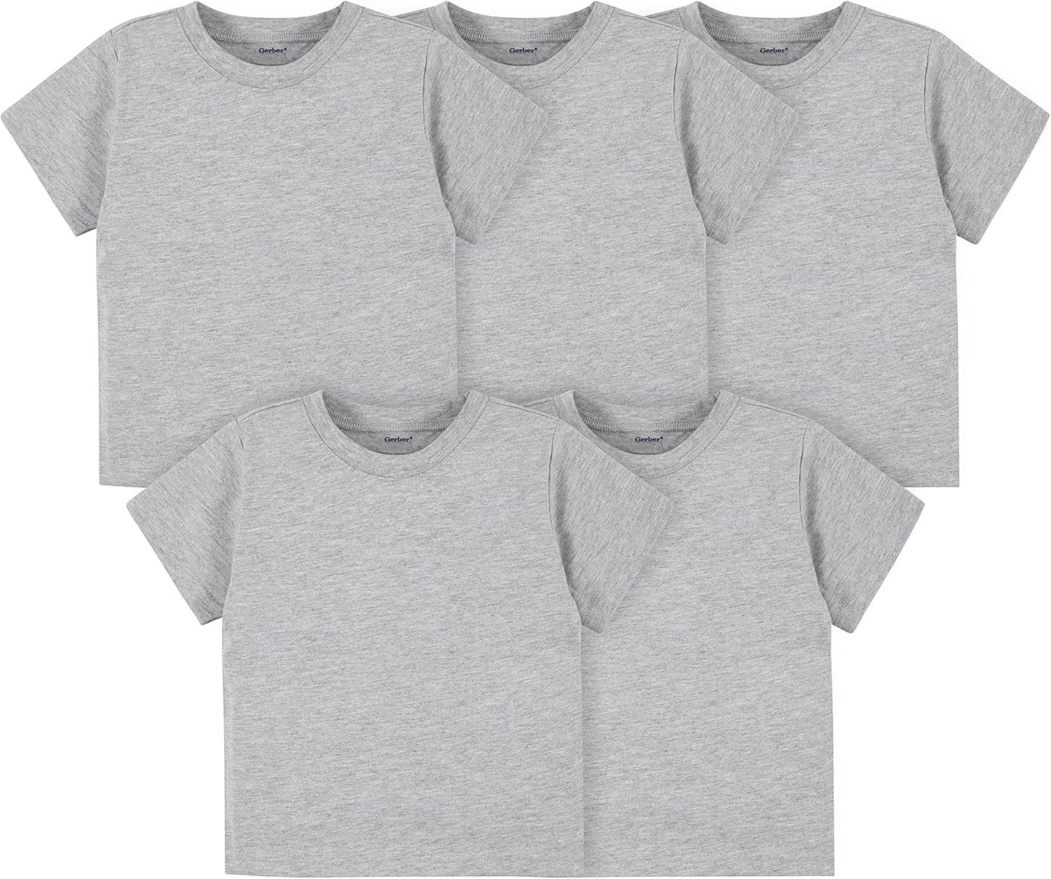 Gerber Unisex-Baby Toddler 5-Pack Solid Short Sleeve T-Shirts Jersey 160 GSM