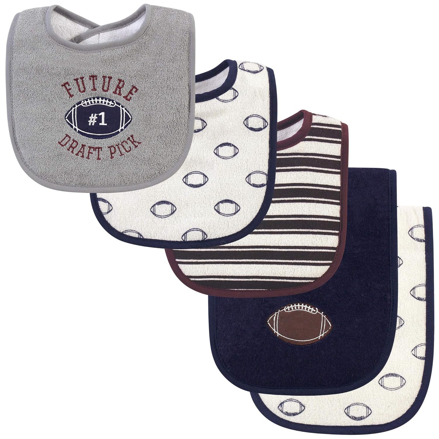 Hudson Baby Unisex Baby Cotton Terry Bib and Burp Cloth Set, Football, One Size