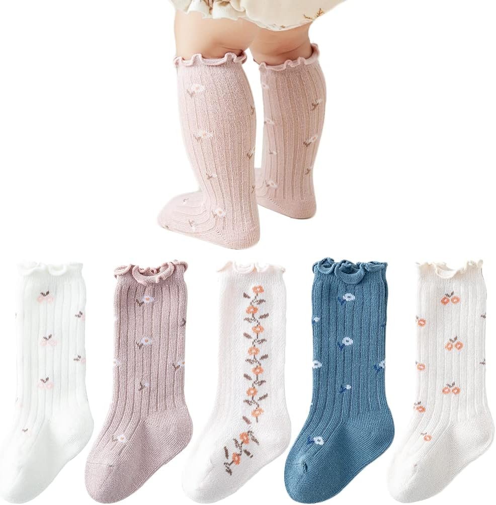 Baby Girls Knee-High Socks Toddler Keep Warm Cotton Sock Uniform Stockings for Infant Kids