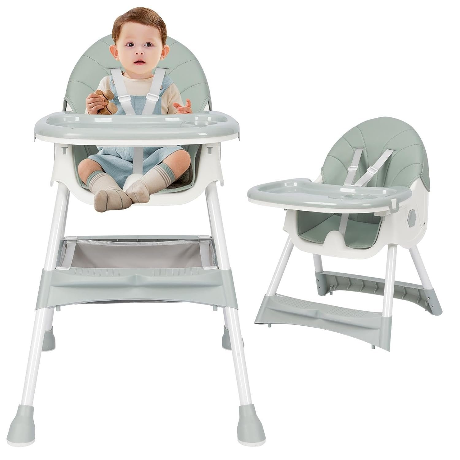 3-in1 Highchair, High Chairs for Babies and Toddlers,Convertible High Chair, Light Weight Portable High Chair, Adjustable Height and Movable Double Tray