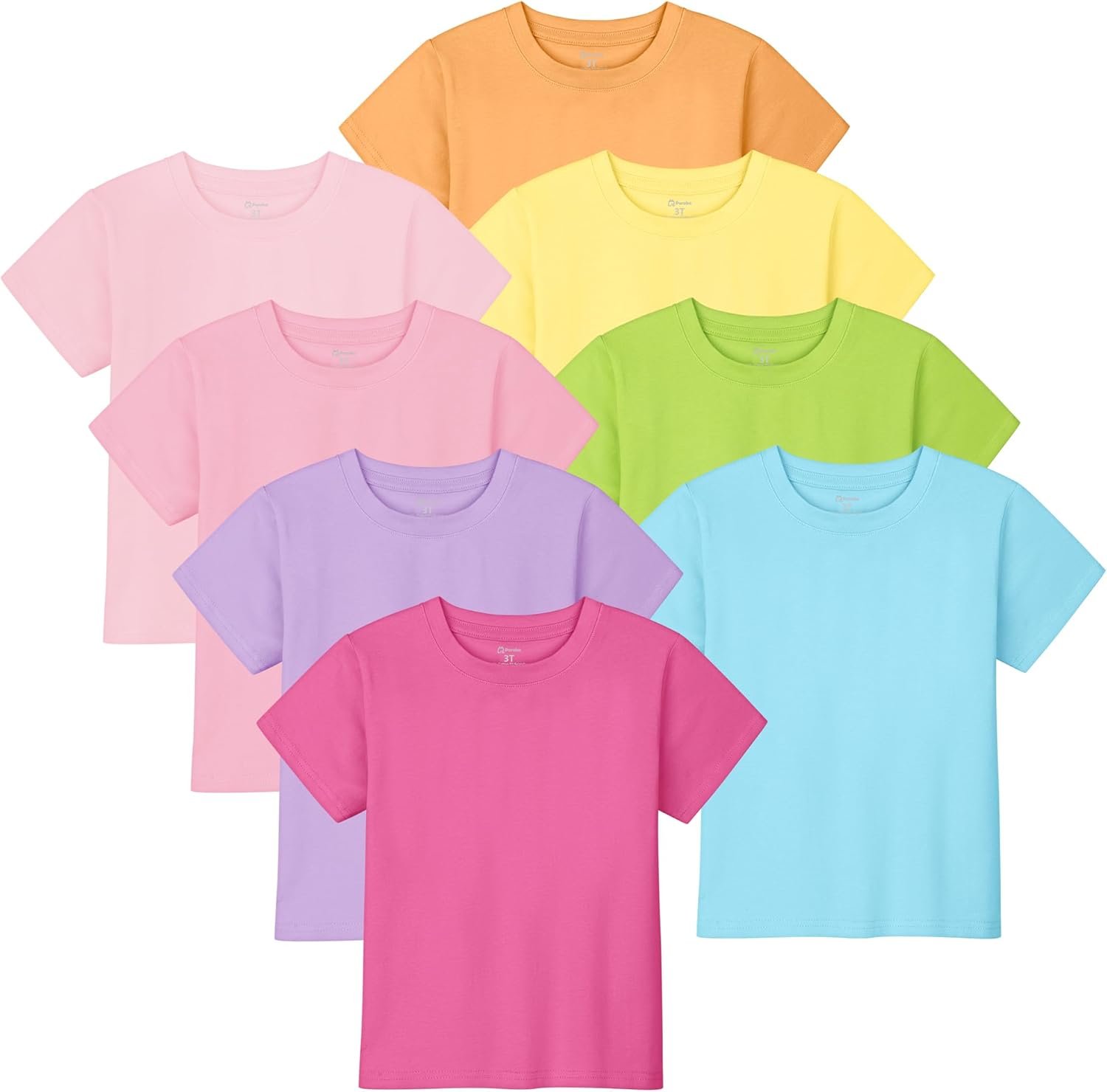 Poroka Baby and Toddler Girls Short Sleeve T-Shirts Cotton Crewneck Shirts Basic Solid Tees Summer Casual Tops, Multipack