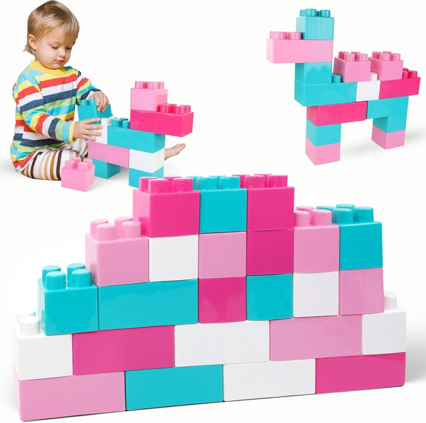 Liberty Imports 24 PCS Giant Blocks for Toddlers, Set of Plastic Large Building Blocks for Kids Creative Play, Big Stacking Bricks for Children, Kids (Pastel Colors)