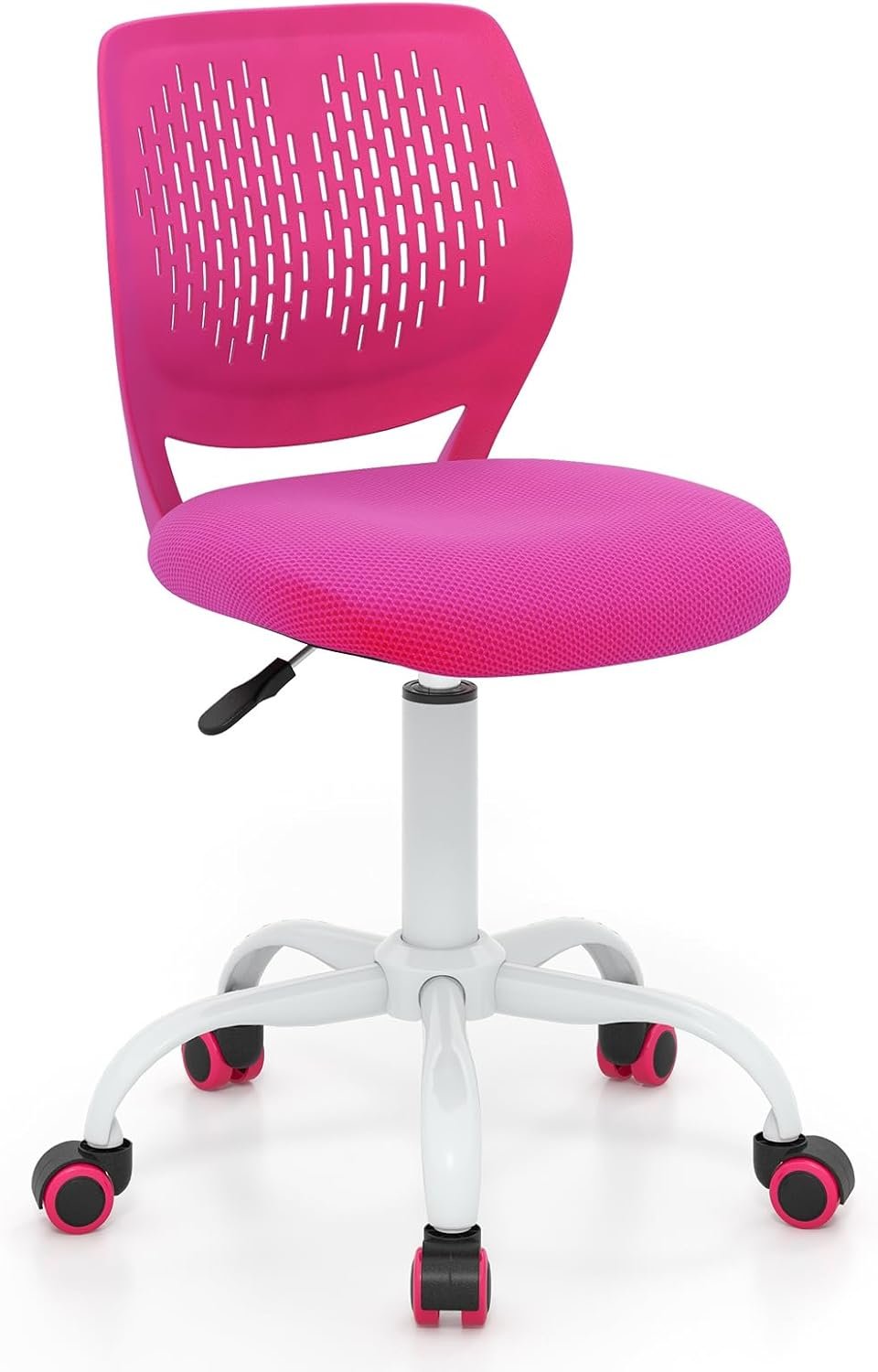 Giantex Kids Desk Chair, Adjustable Children Study Chair, Swivel Armless Mesh Task Office Chair, Computer Desk Chair with Adjustable Height & Lumbar Support, Rose