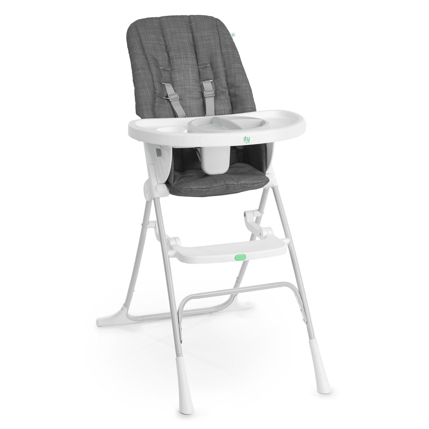 Ingenuity: ity by Ingenuity Sun Valley Compact Folding High Chair, Food-Grade Safe Plate, Safety Harness, for Ages 6 Months and Up, Unisex – Grey