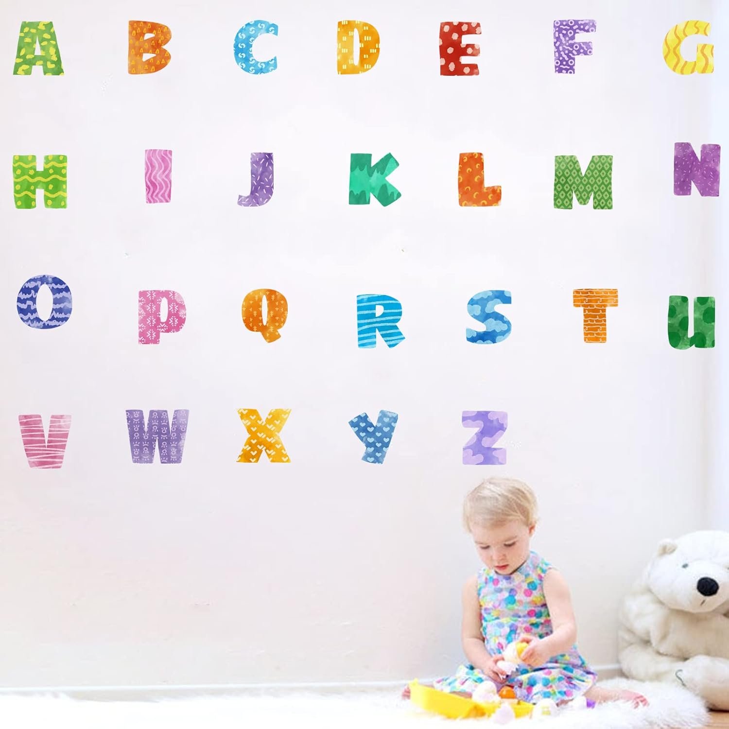 Alphabets Wall Decals ABC Letters for Kids Room Decor Baby Nursery Wall Decor Stickers