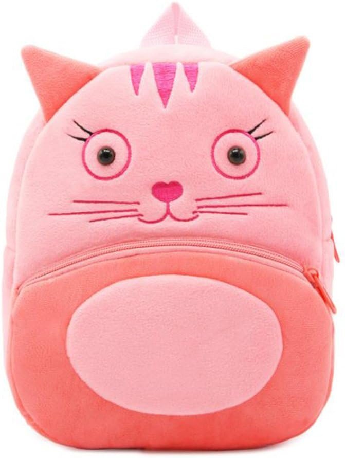 NICE CHOICE Cute Toddler Backpack Toddler Bag Plush Animal Cartoon Mini Travel Bag for Baby Girl Boy 2-6 Years(Cat)