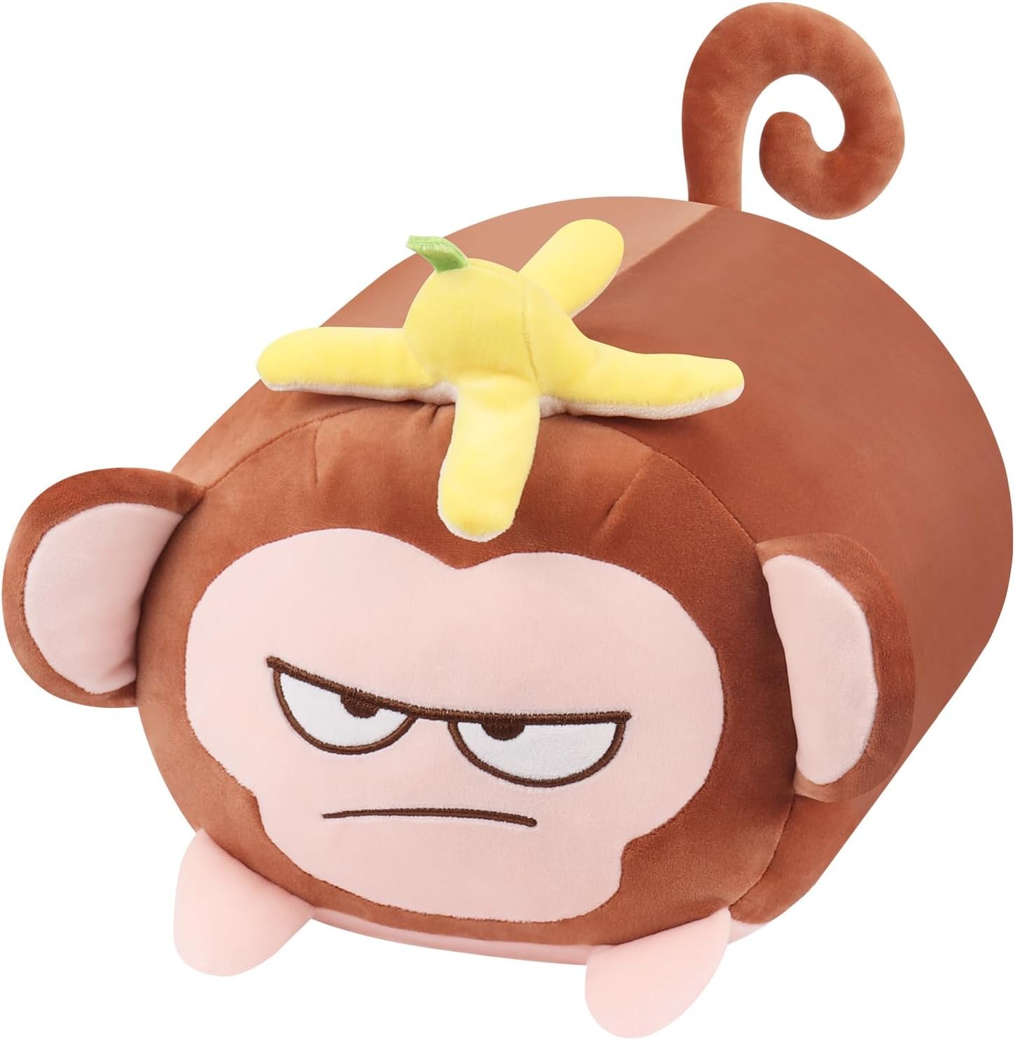 Achwishap Banana Monkey Plush Pillow,Monkey Stuffed Animal Plushy Toy,Cute Plushie Banana Monkey Kawaii Pillow,Lovely Monkey Hugging Pillow for Kids Girls Boys Christmas(14”Brown)