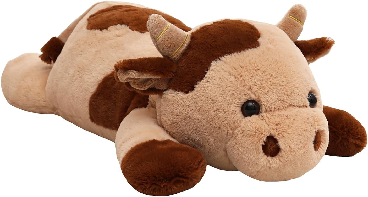 YESGIRL 25.6 inch 5 lbs Cow Weighted Stuffed Animals, Large Weighted Plush Animal, Cute Plush Toy Pillow, Soft Kawaii Plushie Gifts for Adults, Kids, Boys and Girls