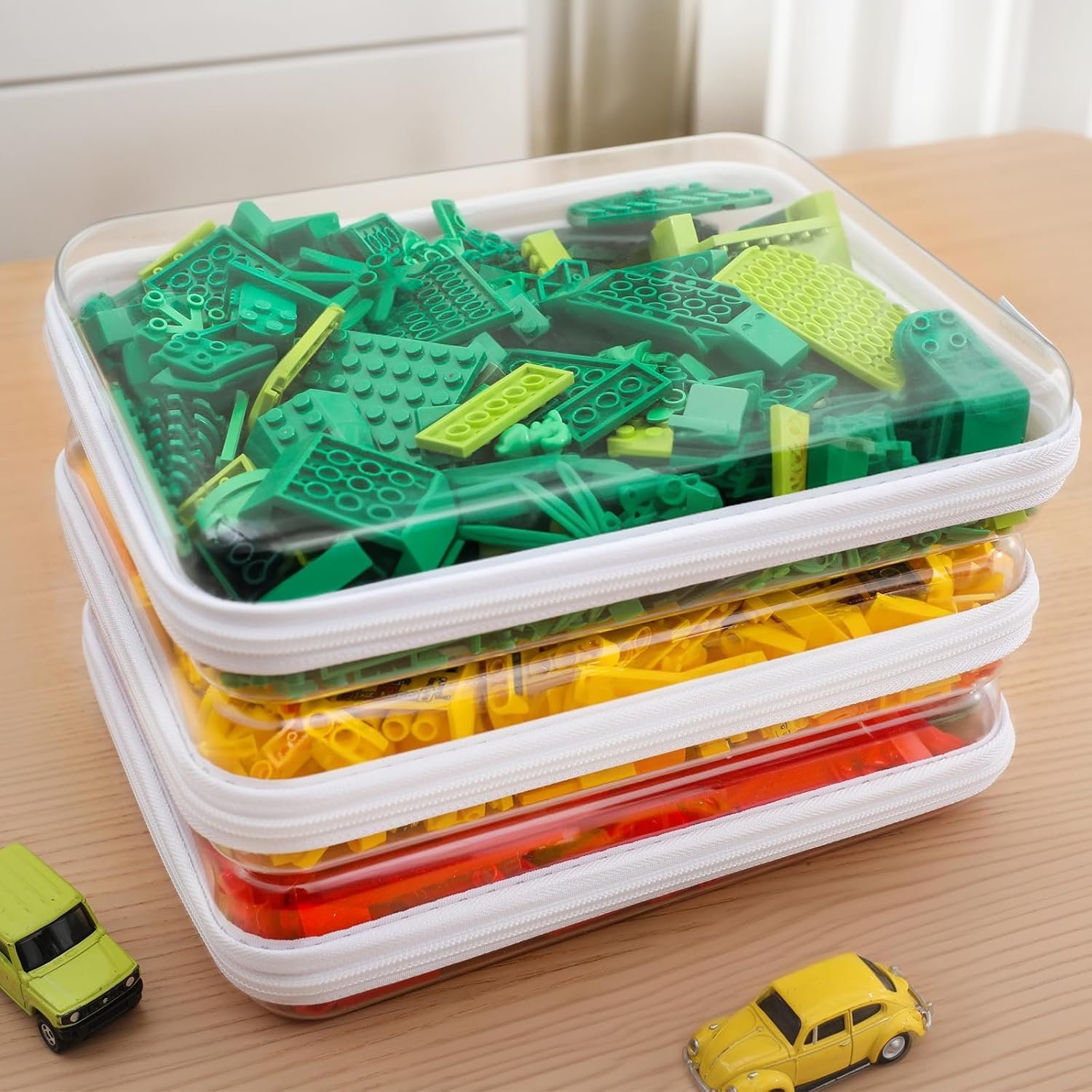 3PCS Large Clear Hard Shell Zippered Case, Diaper Bag Organizing Pouches, Waterproof Cosmetic Bag, Kid’s Toy Storage Organizer Bins, Pencil Case, Christmas Storage Bins