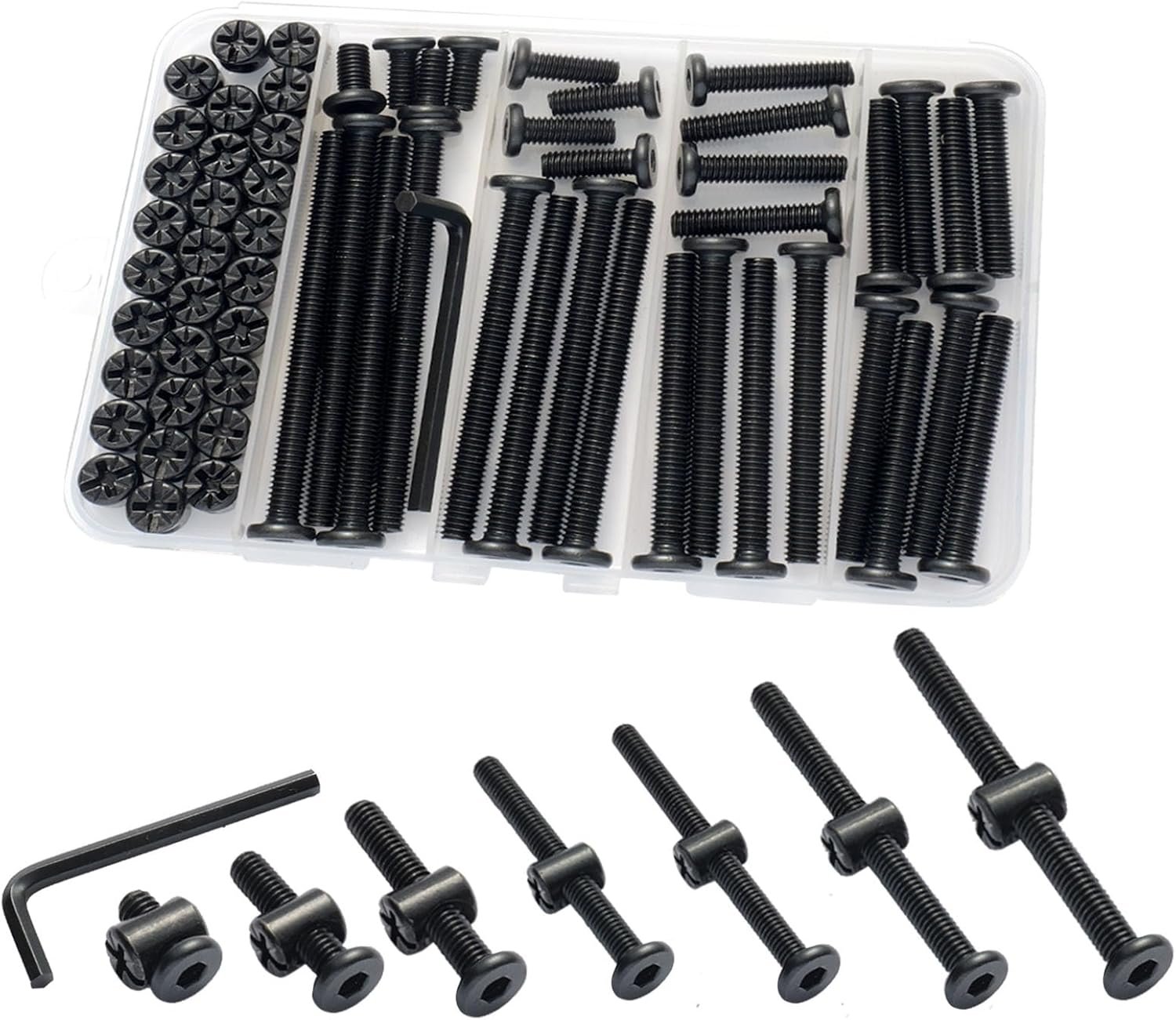 Crib Screws Hardware Replacement Kit,Socell 32Set Baby Bed Frame Bolts &Barrel Nuts Set for Delta/Graco/Dream, M6x12mm/15mm/25mm/35mm/45mm/55mm/65mm/75mm Hex Drive Socket Cap Screws Barrel Nuts