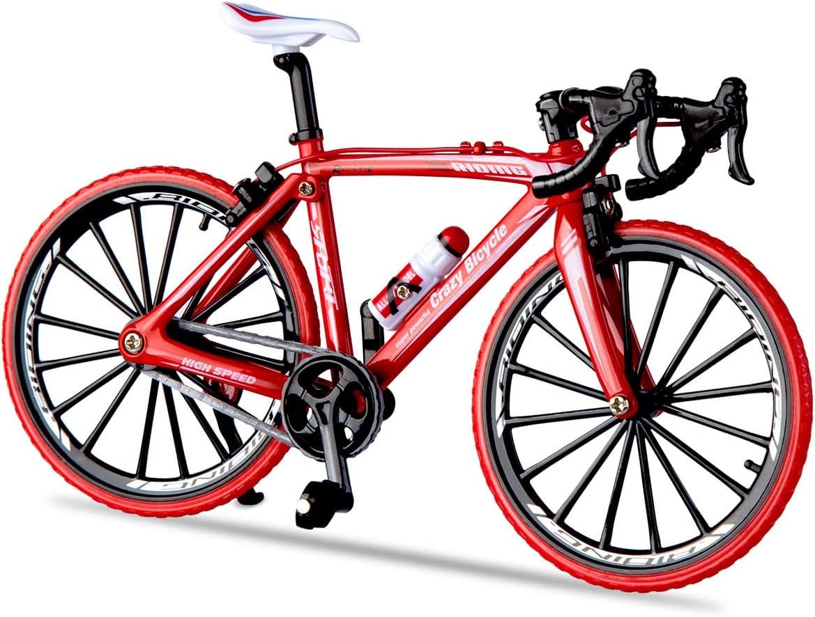 1:8 Scale Die-Cast Alloy Mini BMX Mountain Bike Finger Bicycle Model Toy Desktop Decoration Crafts for Cycling Lovers Bike Racers Athletes Children Boys and Girls (Red)