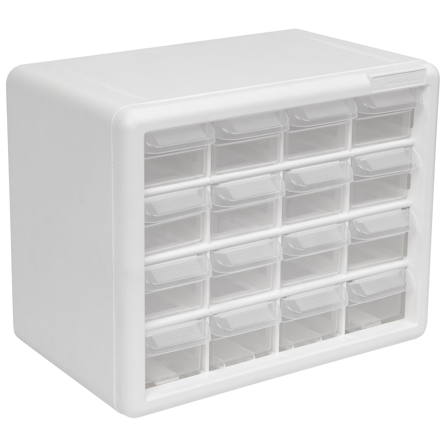 Akro-Mils 16-Drawer Plastic Drawer Storage Cabinet for Garage Organization, Beads, Makeup Organizer, Building Bricks Storage, Teacher Toolbox, 10-1/2″ W x 6-1/2″ D x 8-1/2″ H, 10116 White