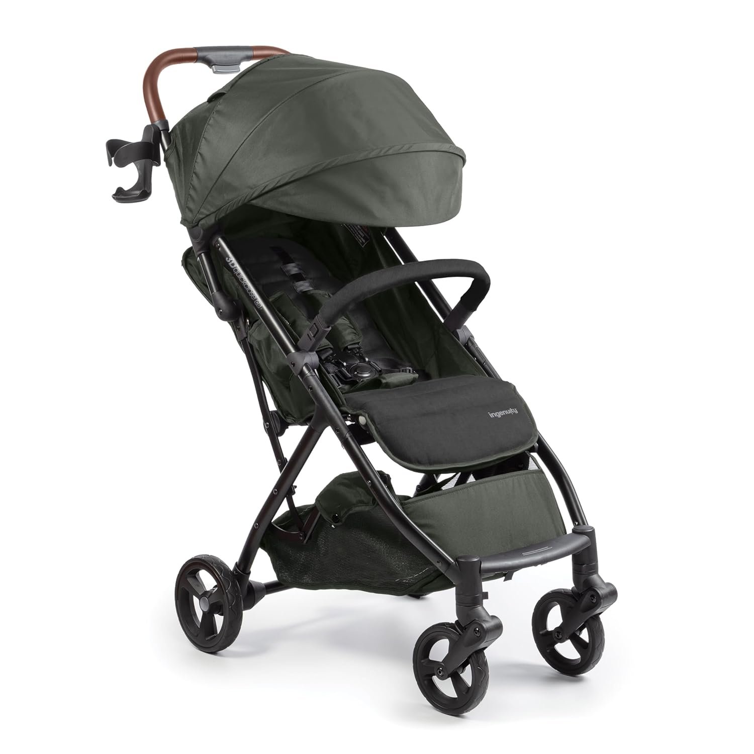 Ingenuity 3Dquickclose CS+ Compact Fold Stroller – Lightweight Stroller with Oversized Canopy, Extra-Large Storage and Compact Fold, Forest