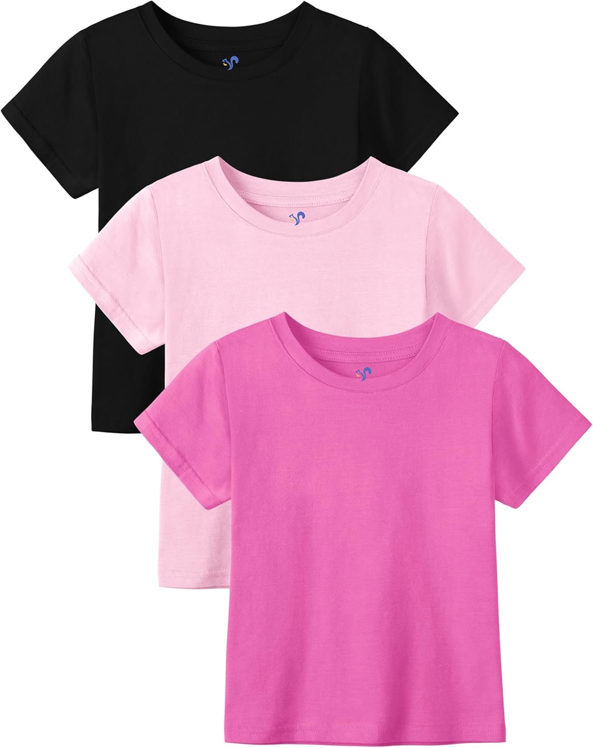 3 Pack Toddler Girls Shirts Kids Short Sleeve Shirts Toddler Girls Tops Tees Tshirts Summer T-Shirt Cotton