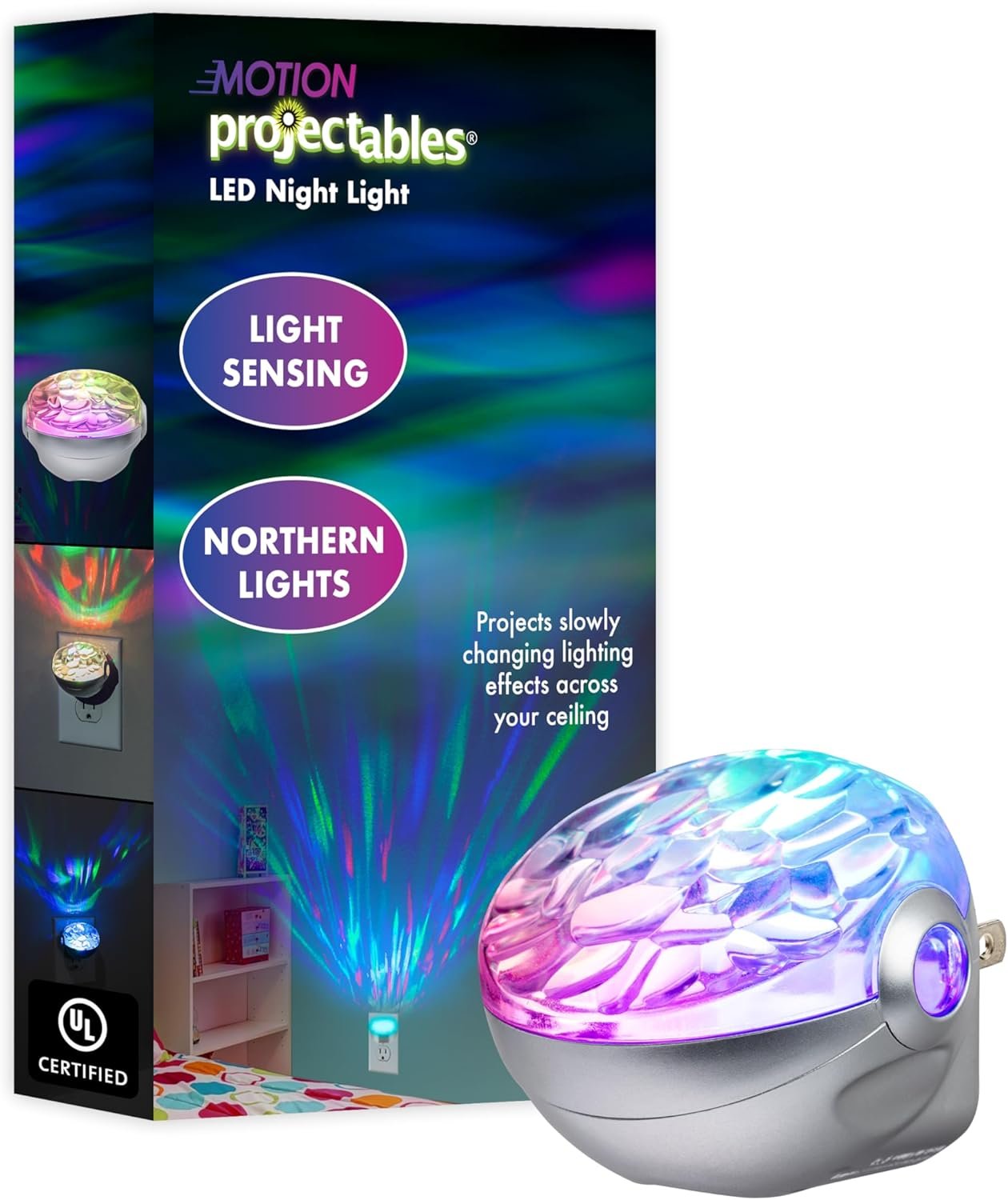 Projectables Northern Lights LED Projection Night Light with Moving Atmospheric Effects, 30404, Aurora Borealis Motion Effects Project Onto Wall and Ceiling