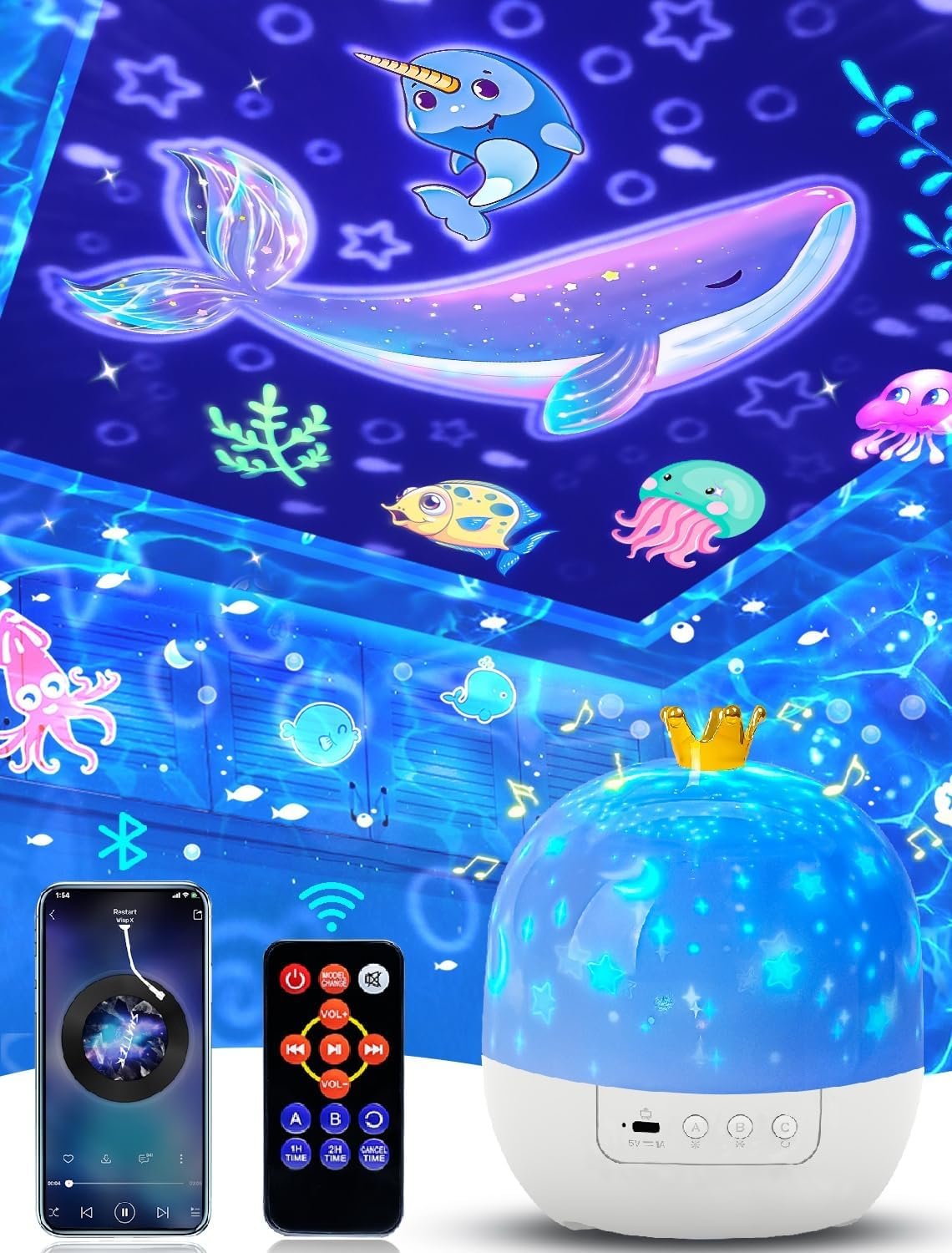 21 Sets of Films, Night Light for Kids Bedroom, Ceiling, Remote Control & Bluetooth Speaker, Baby Night Light, Star Galaxy Projector for Baby Girls Christmas, Nursery, Room Decor