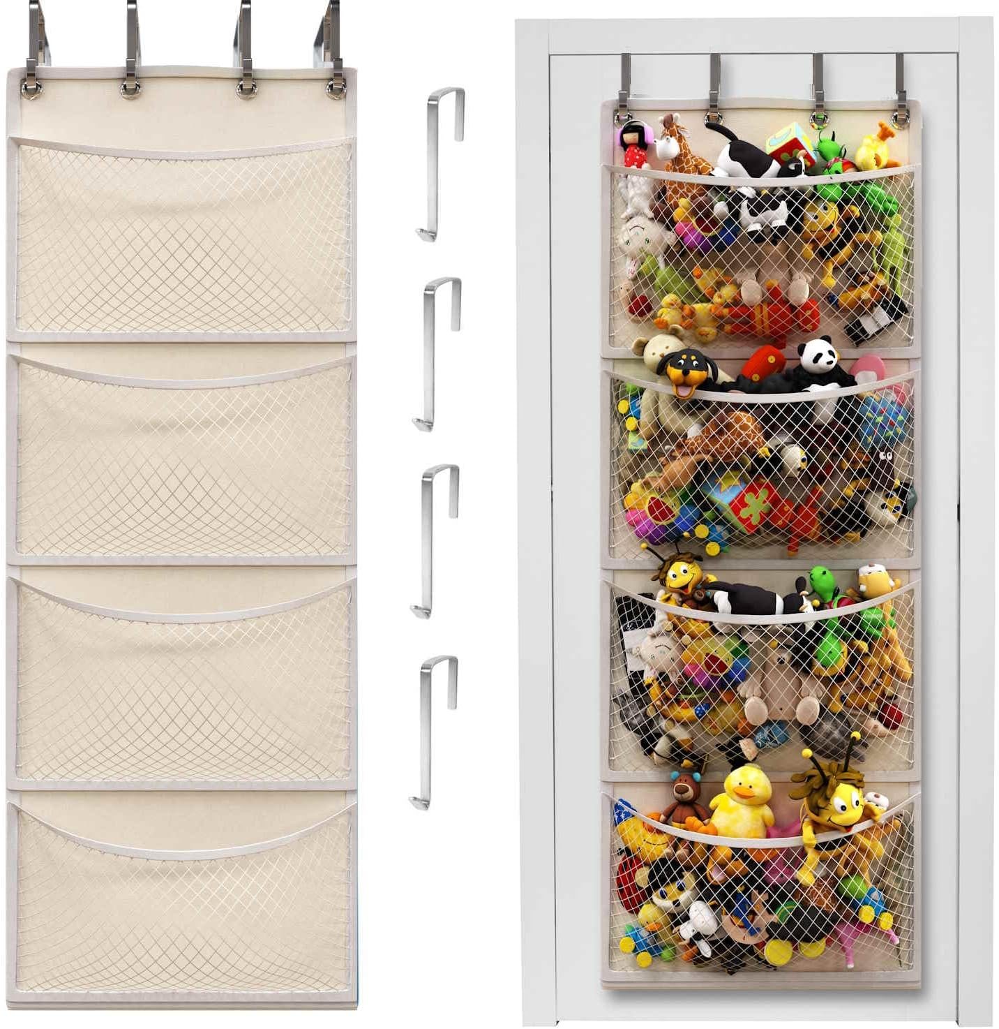 Honeyera The Original Storage for Stuffed Animals, Over Door Organizer for Stuffies, Baby Accessories, Toy Plush, Breathable Hanging Pockets Big Girls Toddler Large Bag