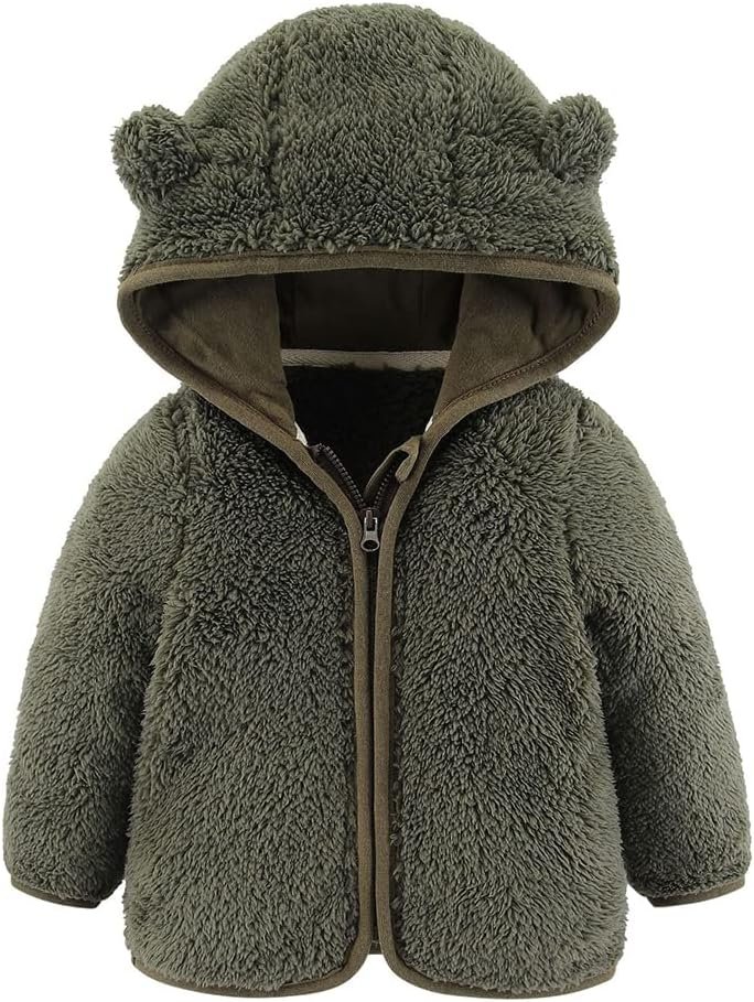 Gajaous Infant Baby Boys Girls Cartoon Fleece Jacket Hooded Coat with Ears Warm Zipper Up Outwear