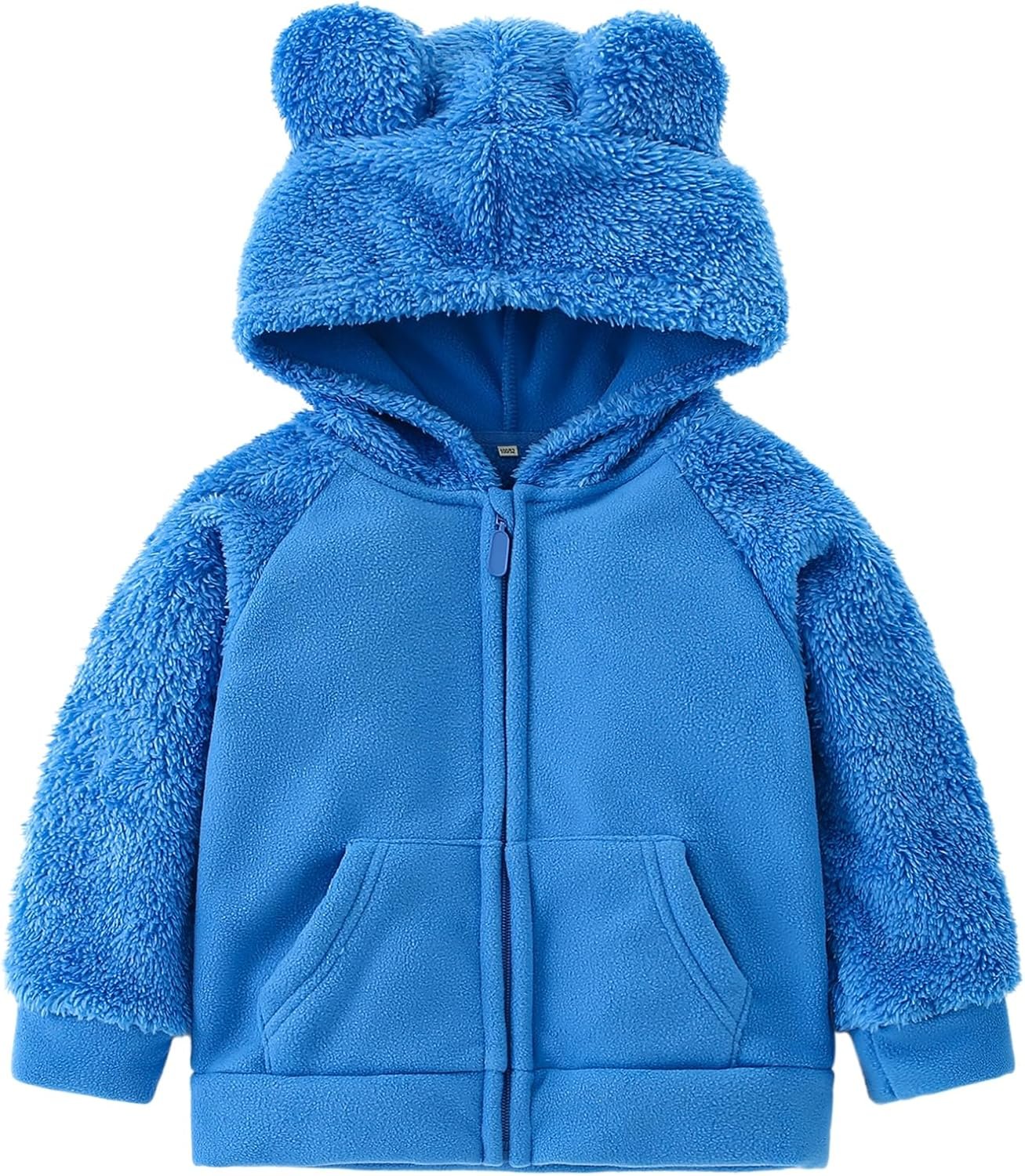 AMIYAN Bear Ears Shape Fleece Warm Hoodies Clothes Toddler Zip-up Light Jacket Sweatshirt Outwear For Baby Boys