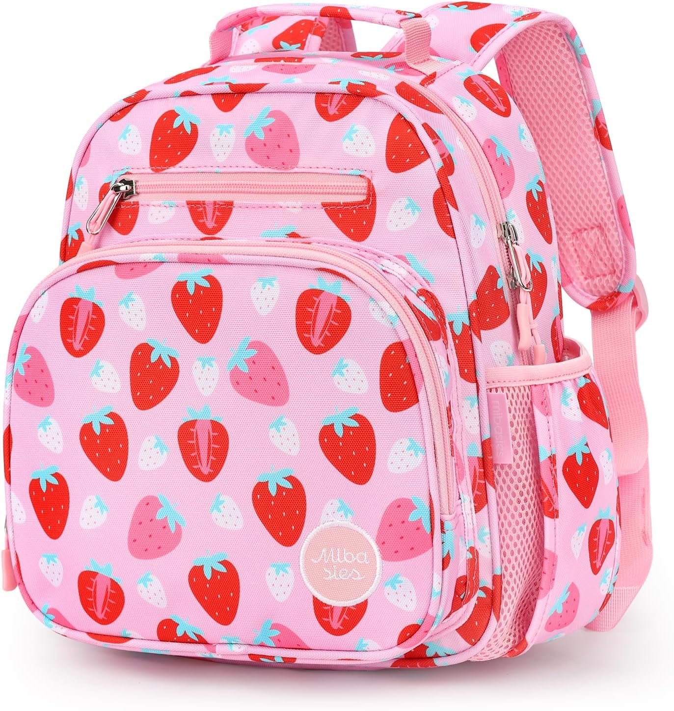 mibasies Toddler Backpack for Girls 2-4: Cute Kids Backpacks for Girls – Preschool Kindergarten Backpack – Assorted Strawberry Pink