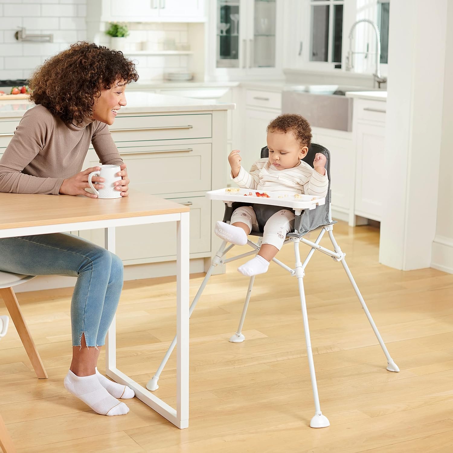 Regalo My High Chair Portable Travel Fold & Go Highchair, Indoor and Outdoor, Bonus Kit, Includes Tray with Cup Holder, Grey