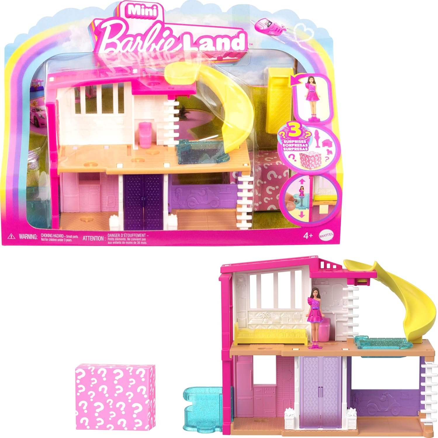 Barbie Mini BarbieLand Doll House Sets, Mini Dreamhouse with Surprise 1.5-inch Doll, Furniture & Accessories, Plus Elevator & Pool