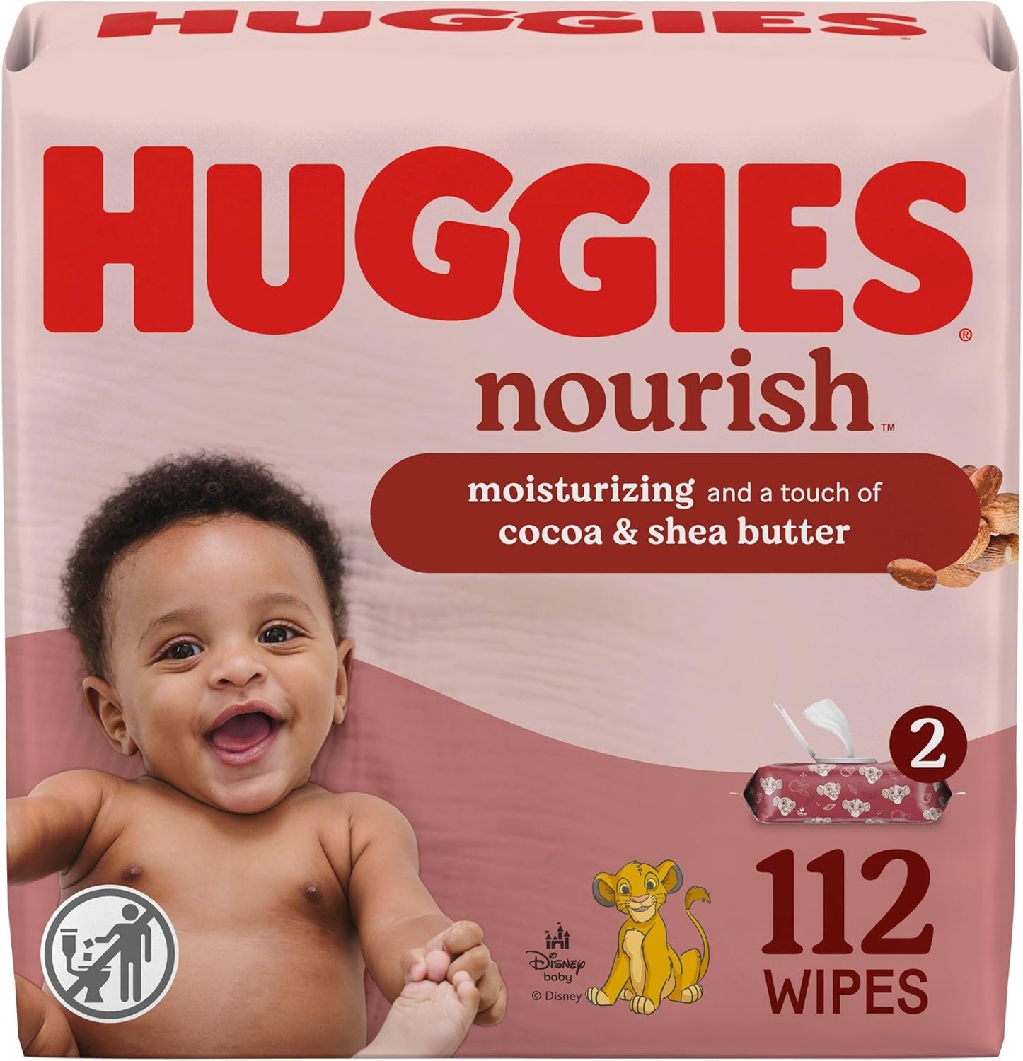 Huggies Nourish Scented Diaper Wipes, 2 Push Button Packs (112 Wipes Total)