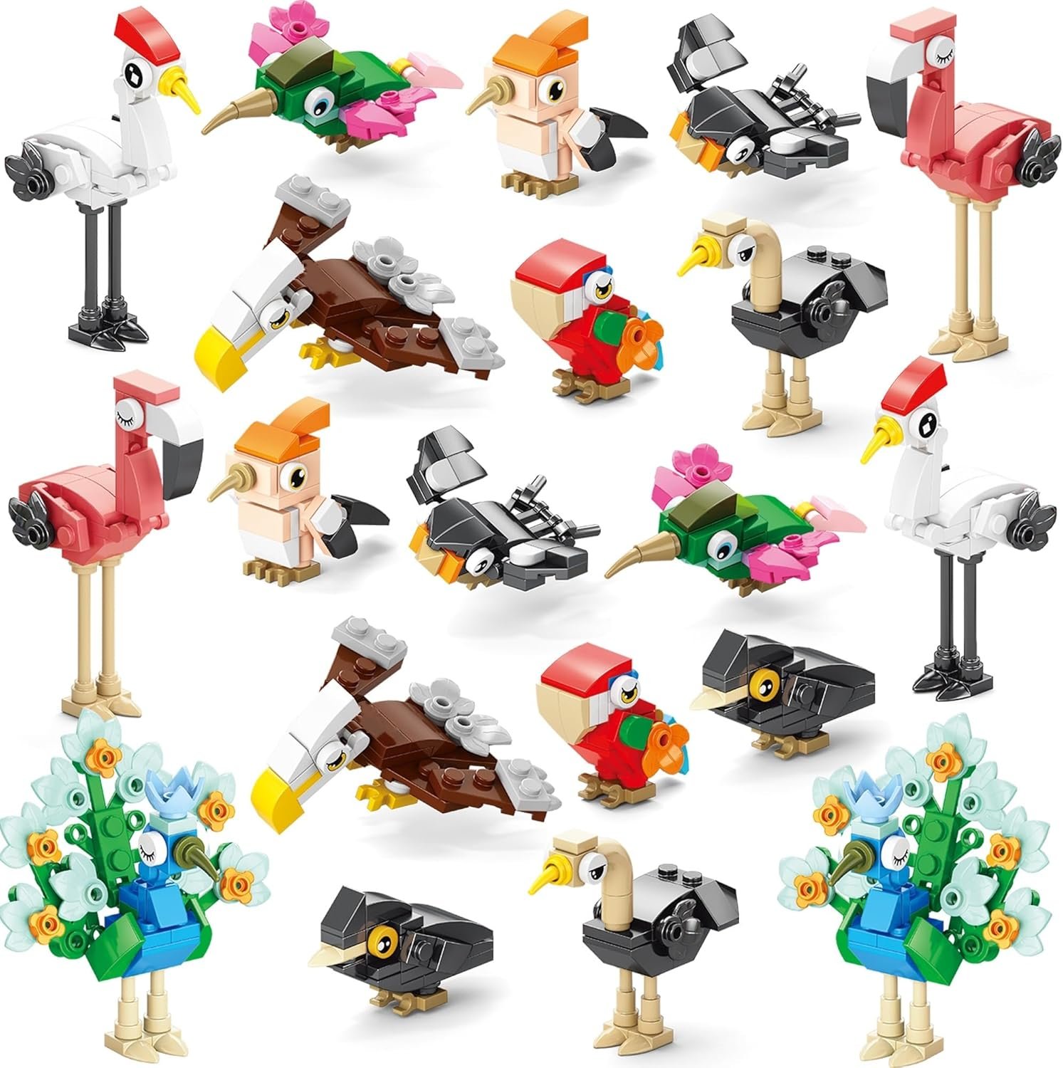 Sawaruita Party Favors for kids-20 Packs Fun Bird Building Blocks Sets Classroom Prizes-Birthday Goodie Bags Stuffers for Kids-Mini Animal Blocks Toys for Valentine’s Day, Christmas Party（20in 2）