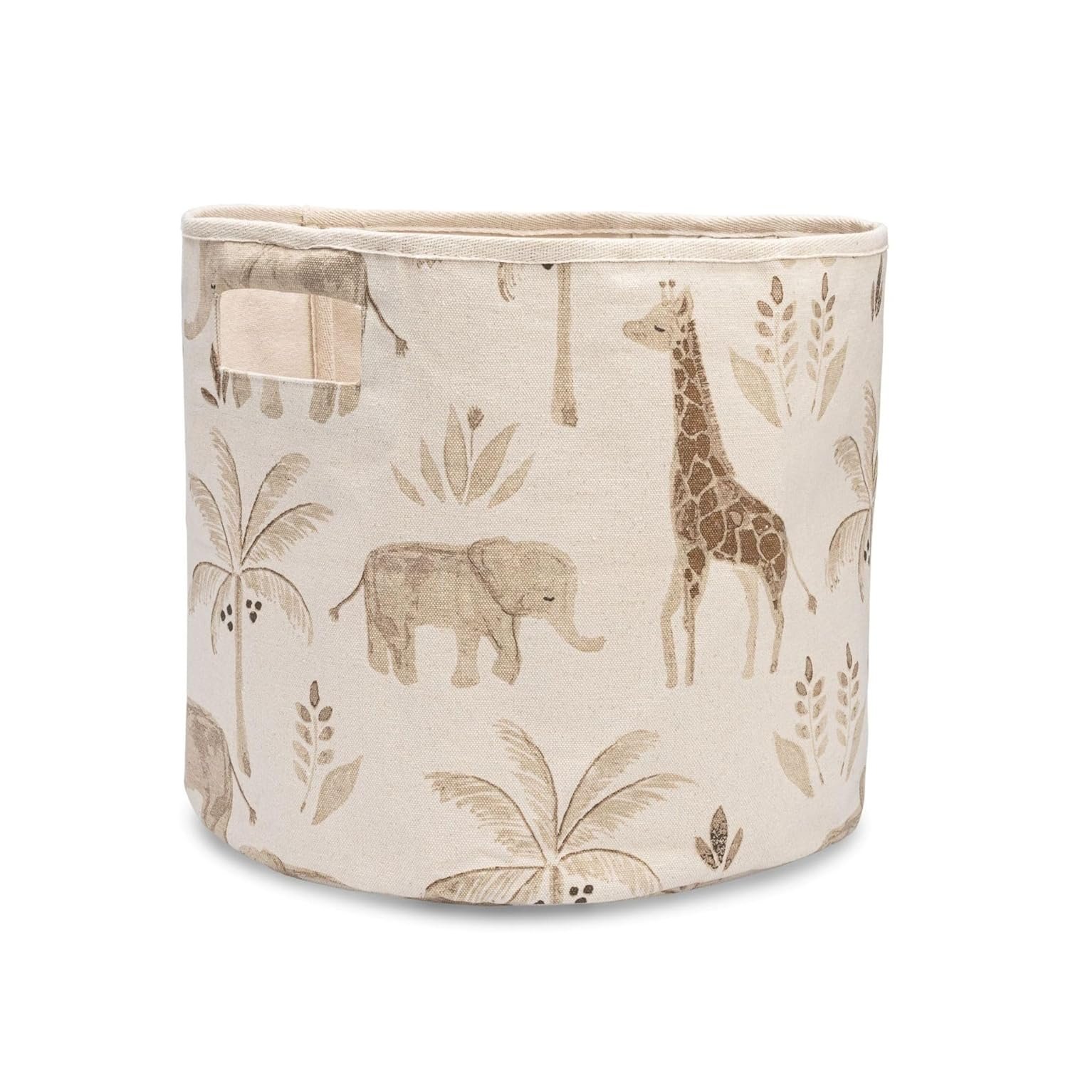 Crane Baby Safari Animal Nursery Storage Basket, Collapsible Fabric Toy Bin, Jungle Themed Organizer for Playroom, Gender Neutral Decor Safari Animal 13 x 12 Inches