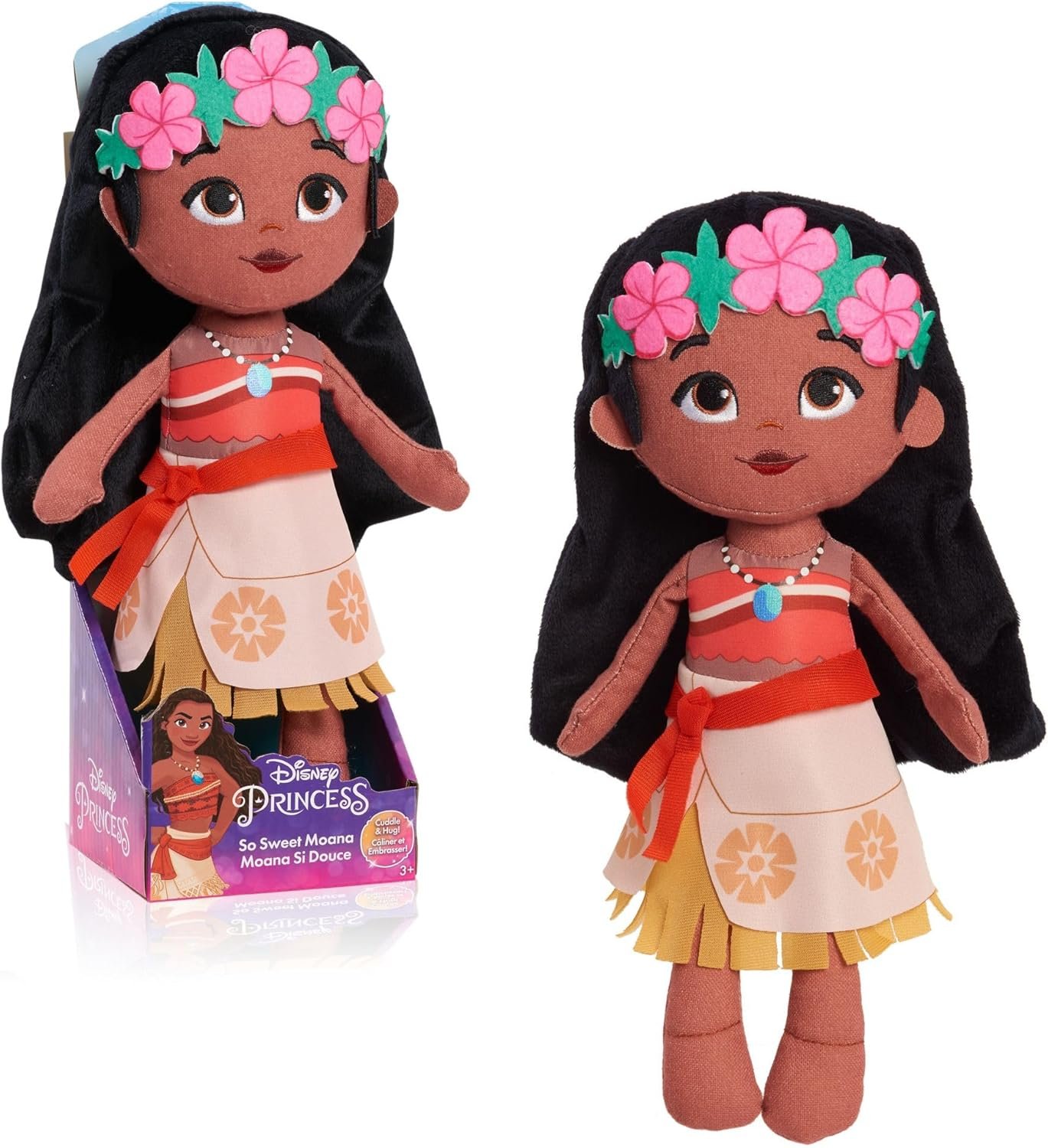 Disney Princess So Sweet Princess Moana, 12 Inch Plushie with Brown Hair, Disney Moana, Kids Toys for Ages 3 Up by Just Play