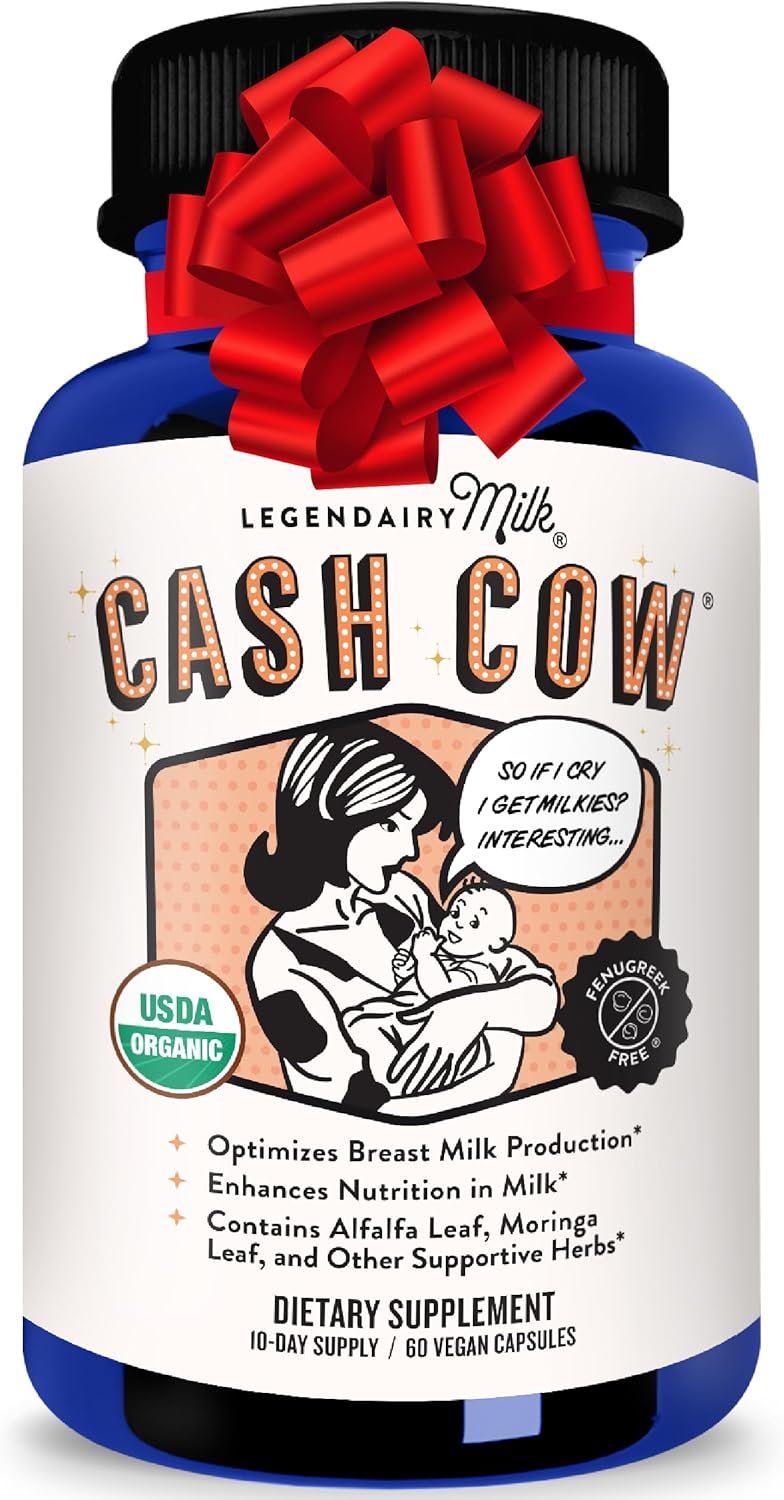 Legendairy Milk Cash Cow Lactation Supplement, Moringa, Alfalfa, and Goat’s Rue Breastfeeding Supplement for Milk Supply Increase, Fenugreek-Free, Certified Organic, Vegan, Non-GMO, 60 Capsules