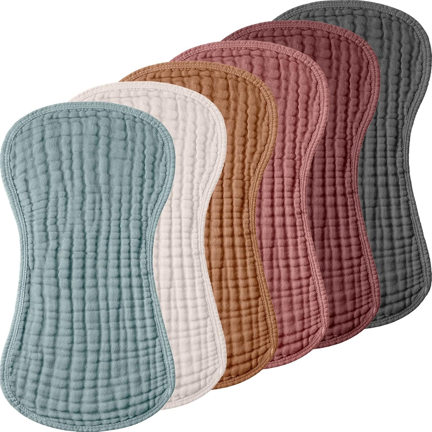 Frienda 6 Pack Muslin Burp Cloths Cotton Large 20”x 9” Extra Absorbent and Soft Baby Burping Cloth for Baby Boy Girl Unisex(Fresh Colors)