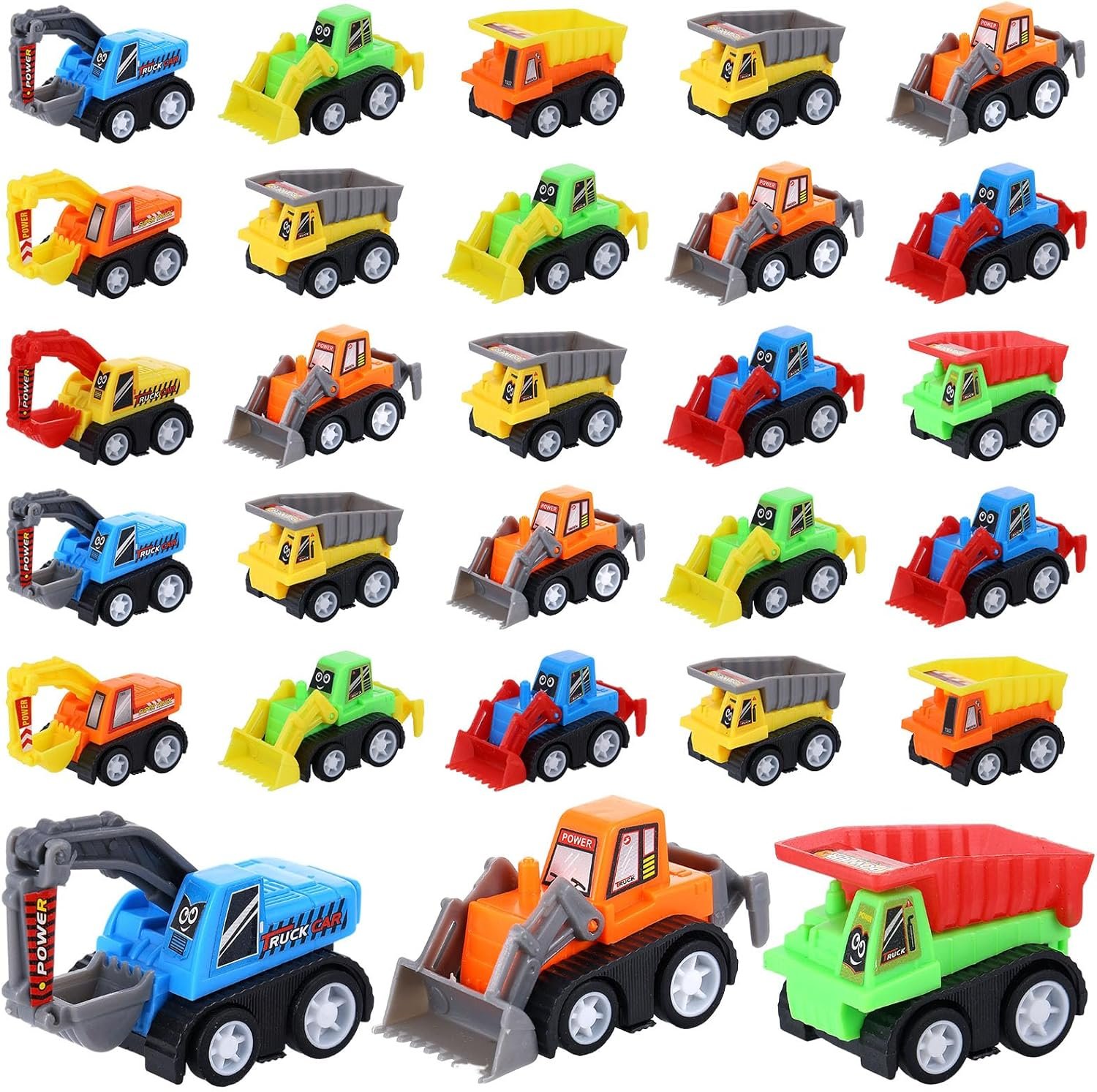 DERTE 15 Pieces Mini Construction Car Toys Small Truck Toy Kit Mini Pull Back Vehicles Excavator Truck Tractor Kids Party Favors Pinata Stuffers Easter Fillers for Kids Child Play Set Gifts