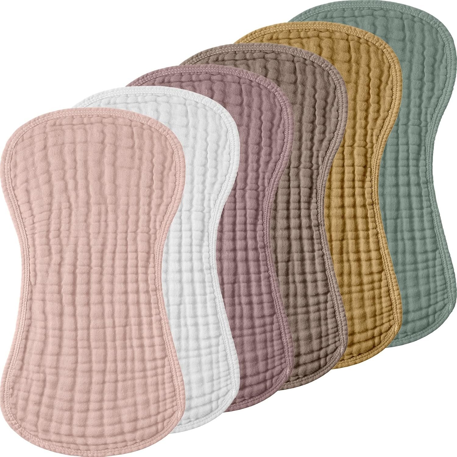 Frienda 6 Pack Muslin Burp Cloths Cotton Large 20”x 9” Extra Absorbent and Soft Baby Burping Cloth for Baby Boy Girl Unisex(Novel Colors)