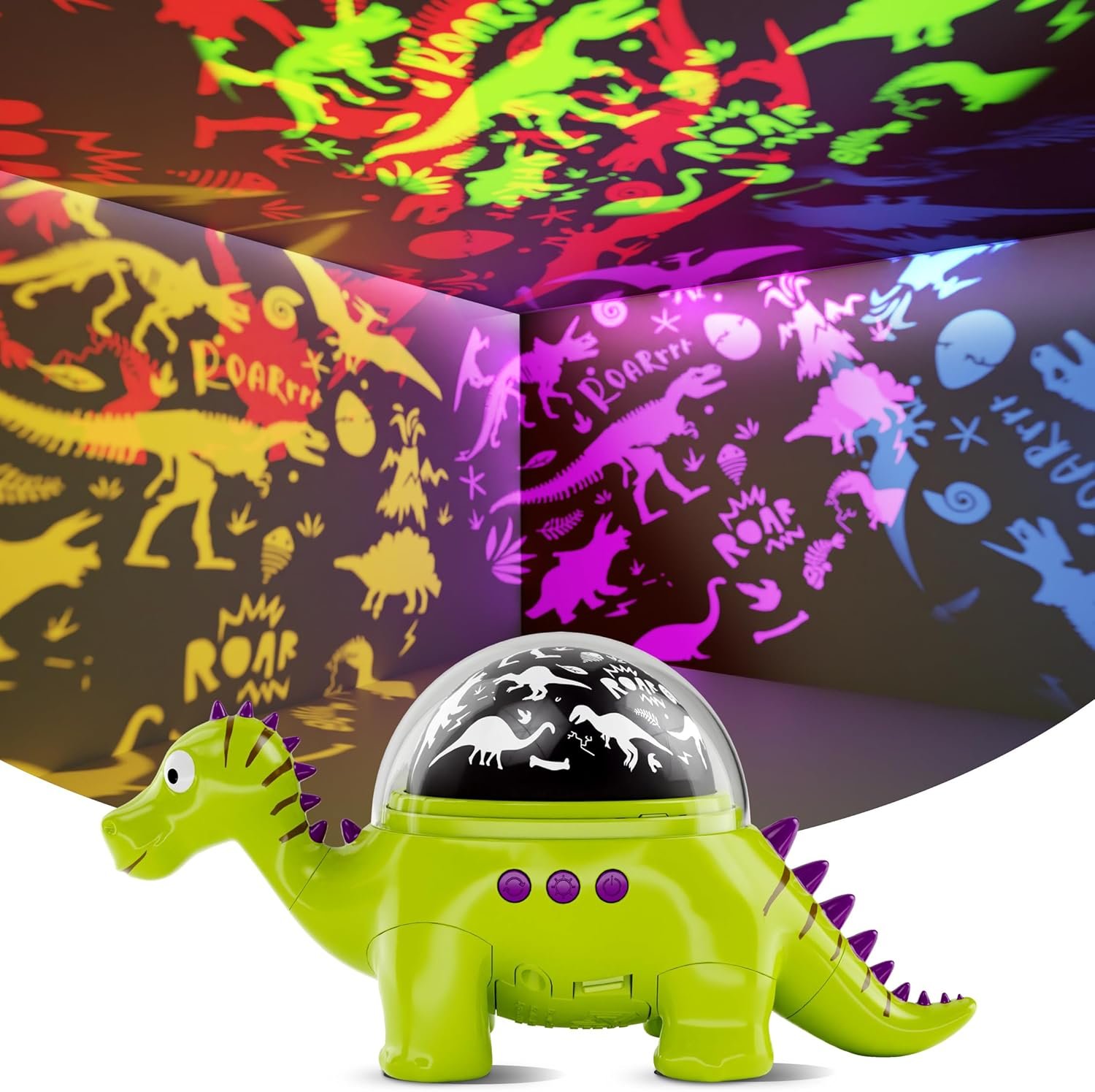 Dan&Darci Dino Projector Night Light for Kid Bedroom – Dinosaur Toys for Kids 3-5, Boys Gift, Toddler, Birthday Gifts Ages 3, 4, 5, 6, 7 Year Old Boy – Room Ceiling Lamp Nightlight Toy