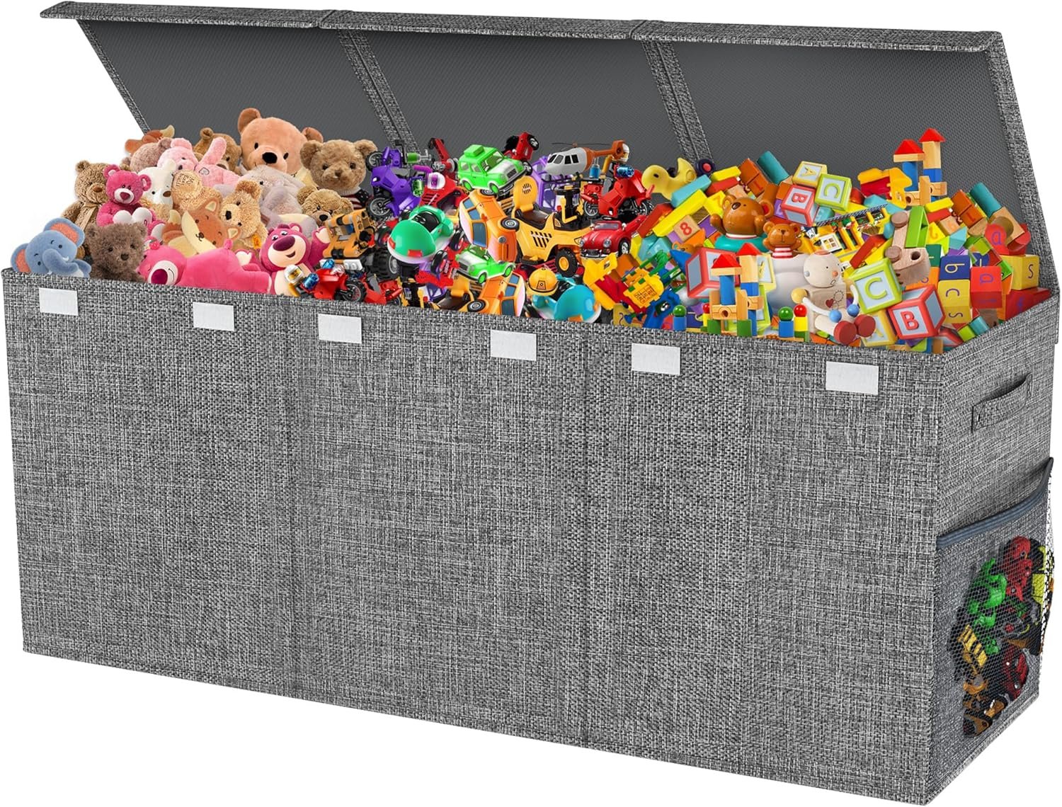Extra Large Toy Box Chest with Lids, Collapsible Sturdy Kids Toy Storage Organizer Boxes for Boys Girls, 40″x14″x16″, Toybox Storage Bins Basket for Living Room, Bedroom, Nursery, Gray