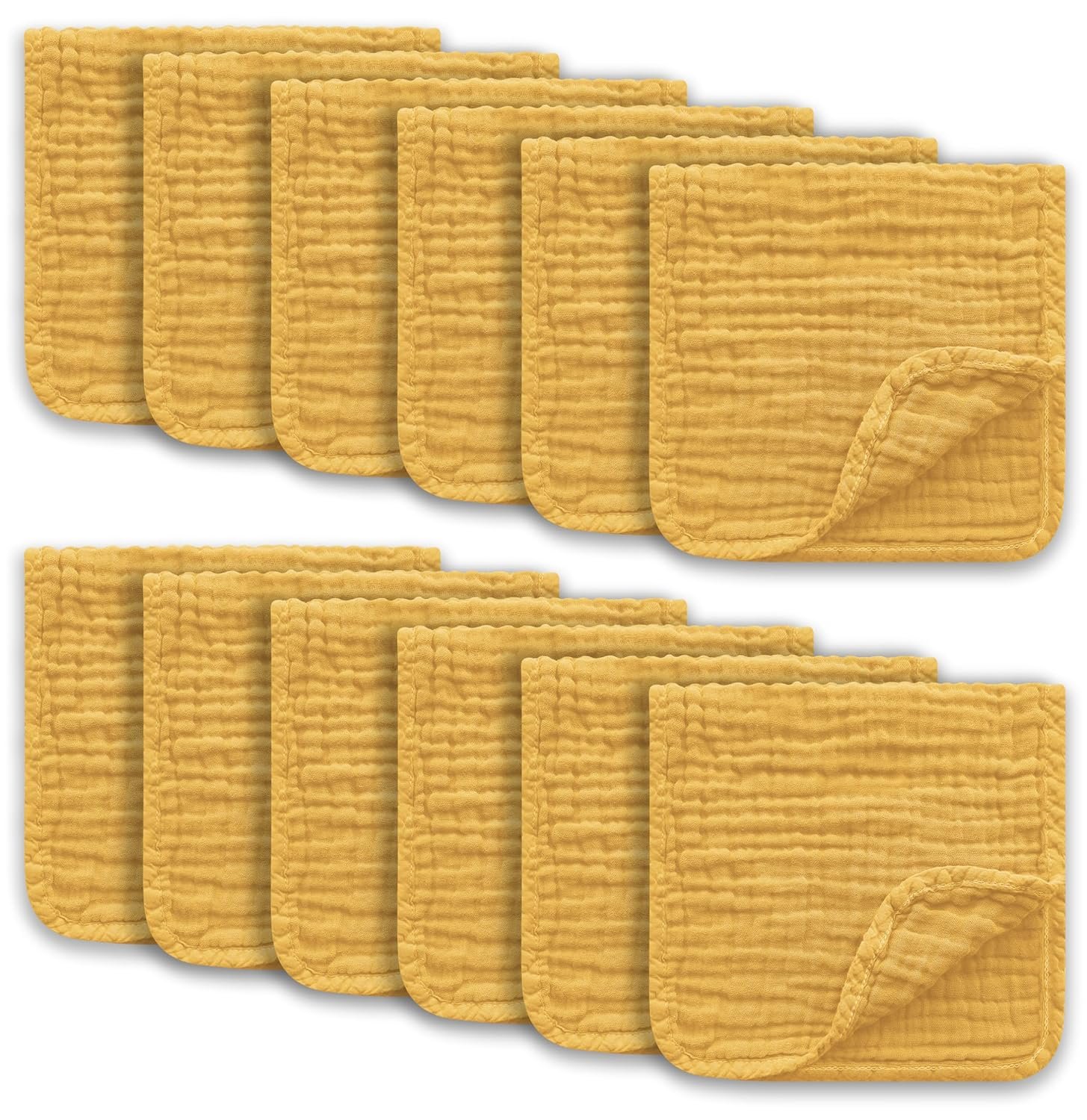Muslin Burp Cloths Large 100% Cotton Hand Washcloths for Boys & Girls, Baby Essentials Extra Absorbent and Soft Burping Rags for Newborn Registry (Honey, 12-Pack, 20″ X10″)