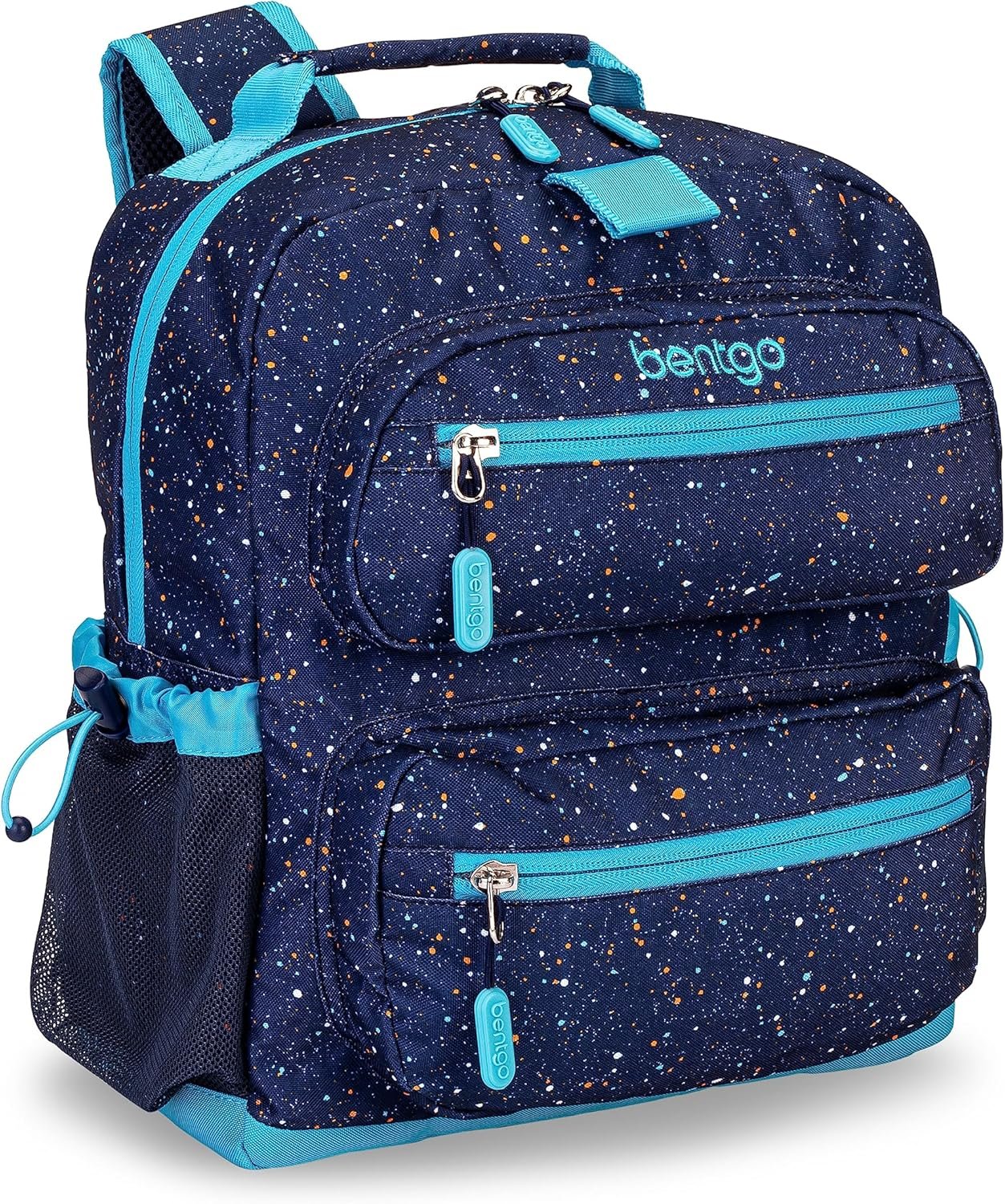 Bentgo Kids Confetti Backpack – Lightweight 14” Backpack for School, Travel & Daycare, Ideal for Ages 4+, Durable & Water-Resistant, Roomy Interior, & Loop for Lunch Bag (Confetti Edition-Abyss Blue)