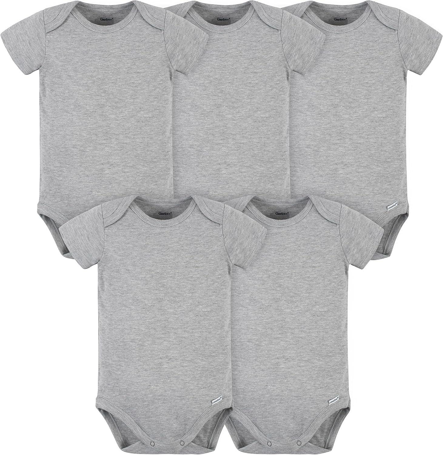 Gerber baby-boys 5 Pack Onesies Multi-packs Bundle Interlock 180 Gsm