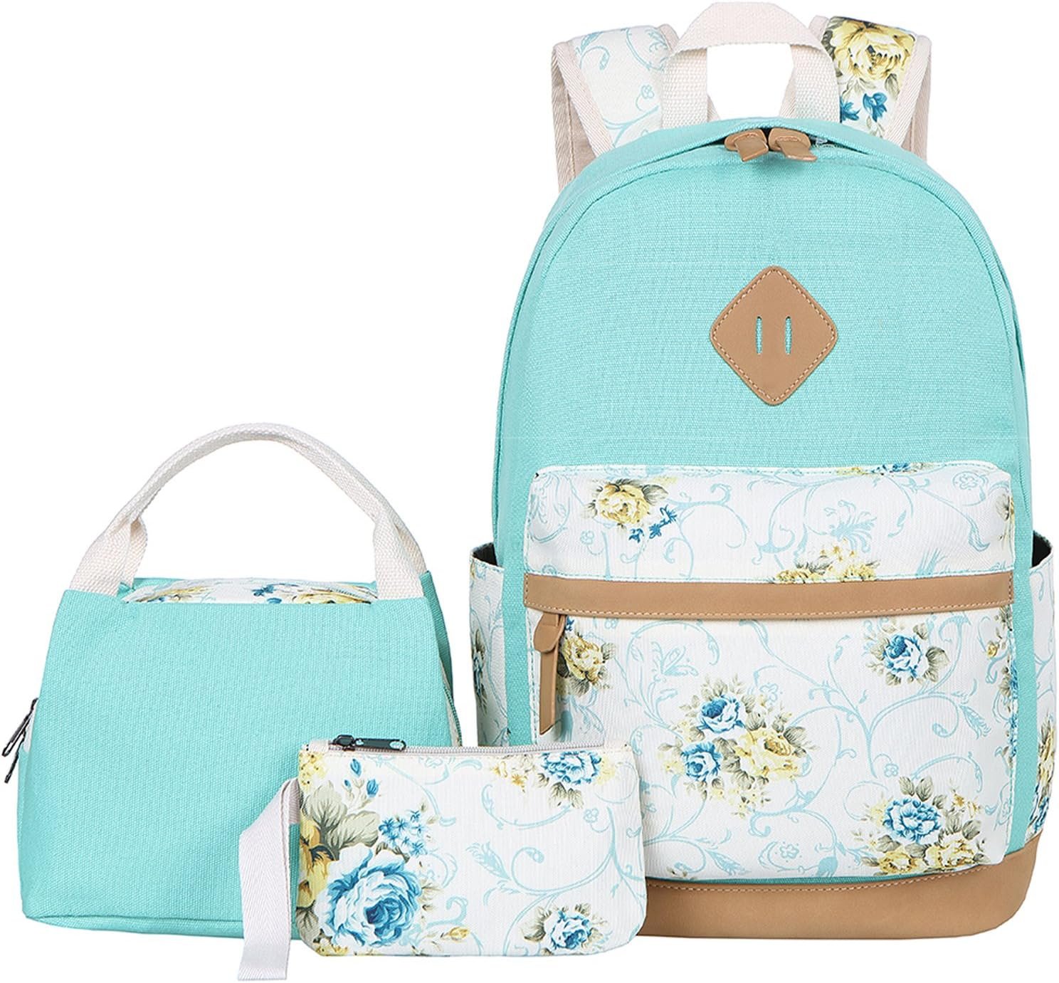 Bluboon Teens Backpack Set Girls School Backpack Lunch Box Pencil Bags Student Bookbags 3 in 1